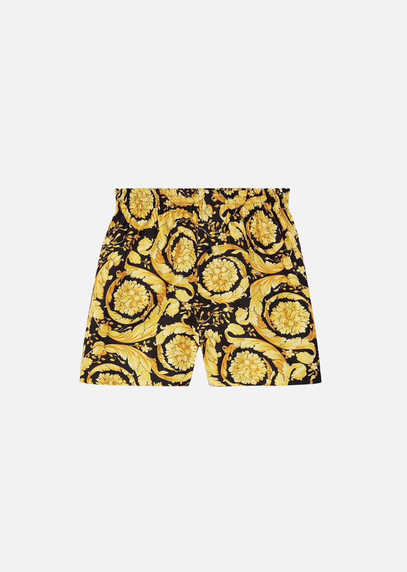Barocco Print Silk Pajama Shorts - 1