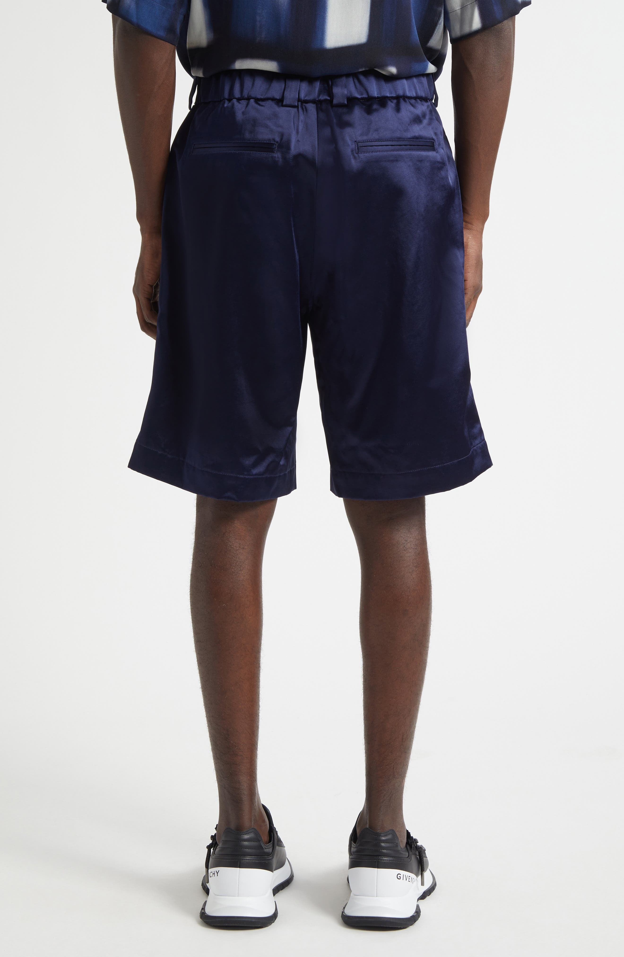 Givenchy Flat Front Satin Bermuda Shorts in Navy at Nordstrom - 3