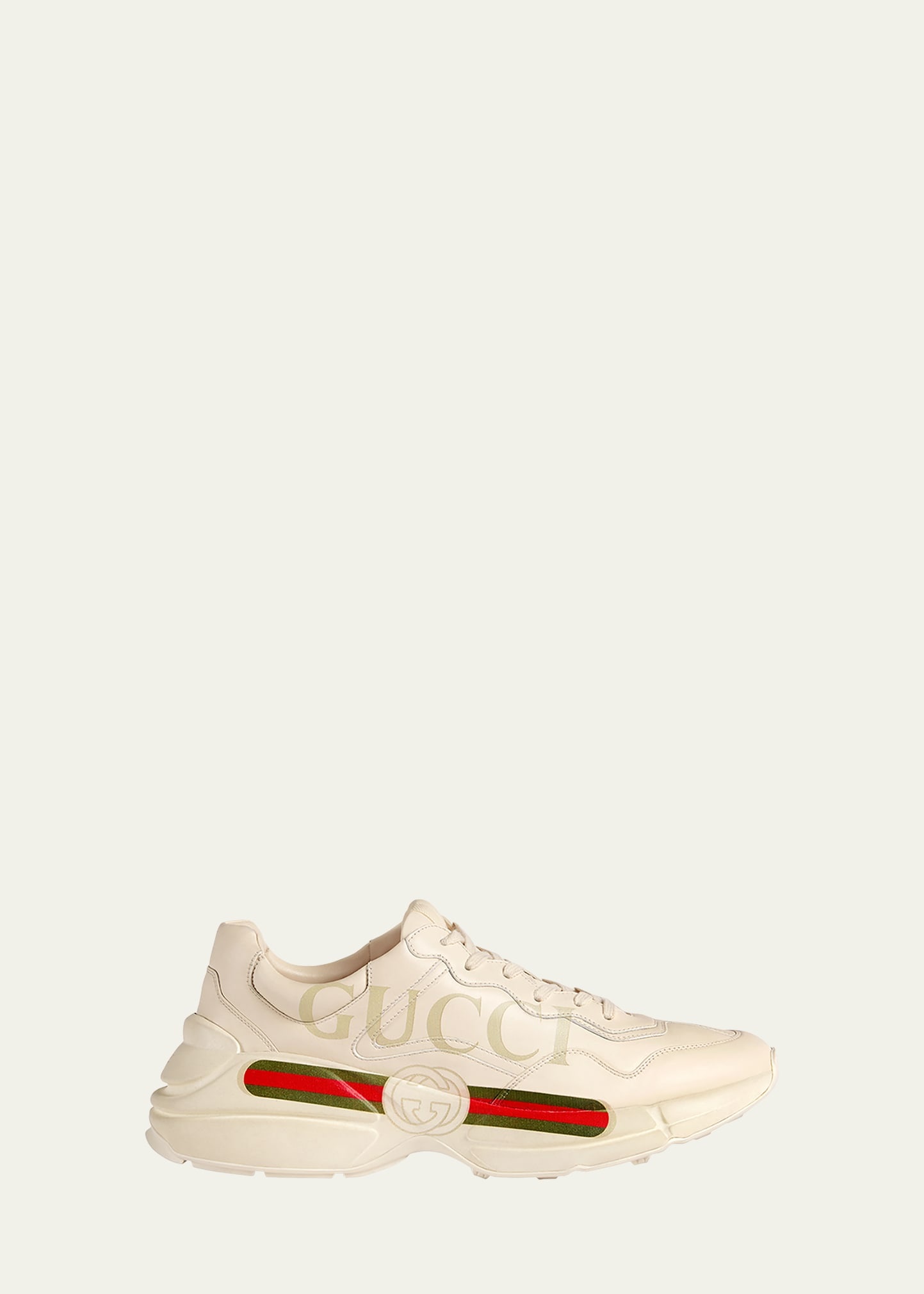 Men's Rhyton Logo Leather Sneakers - 1