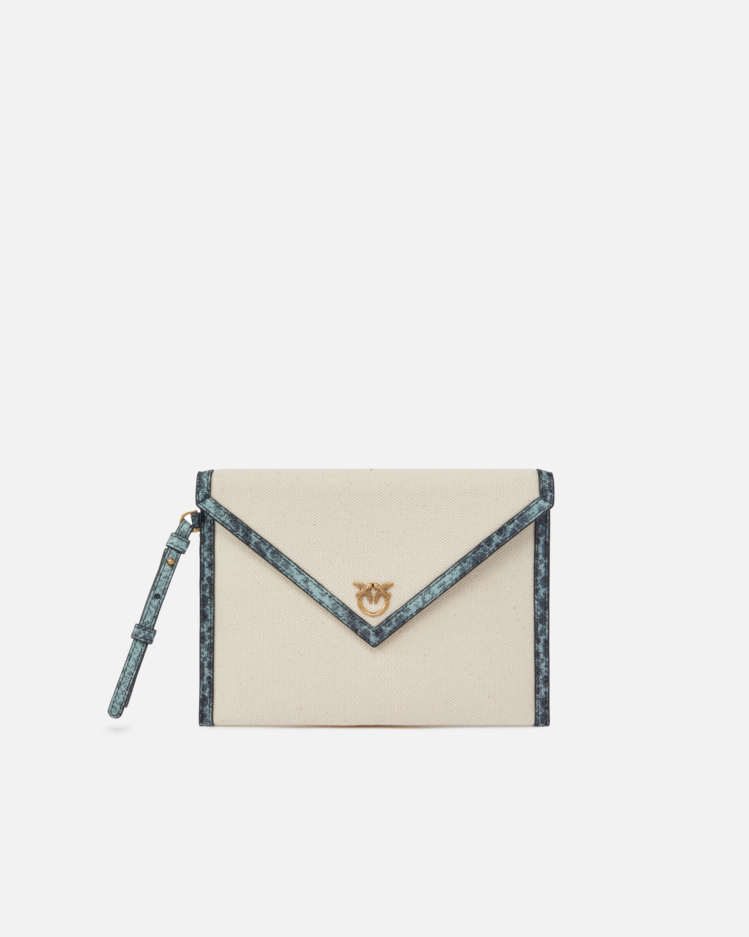 CANVAS HANDBAG WITH PRINTED LEATHER TRIM - 1