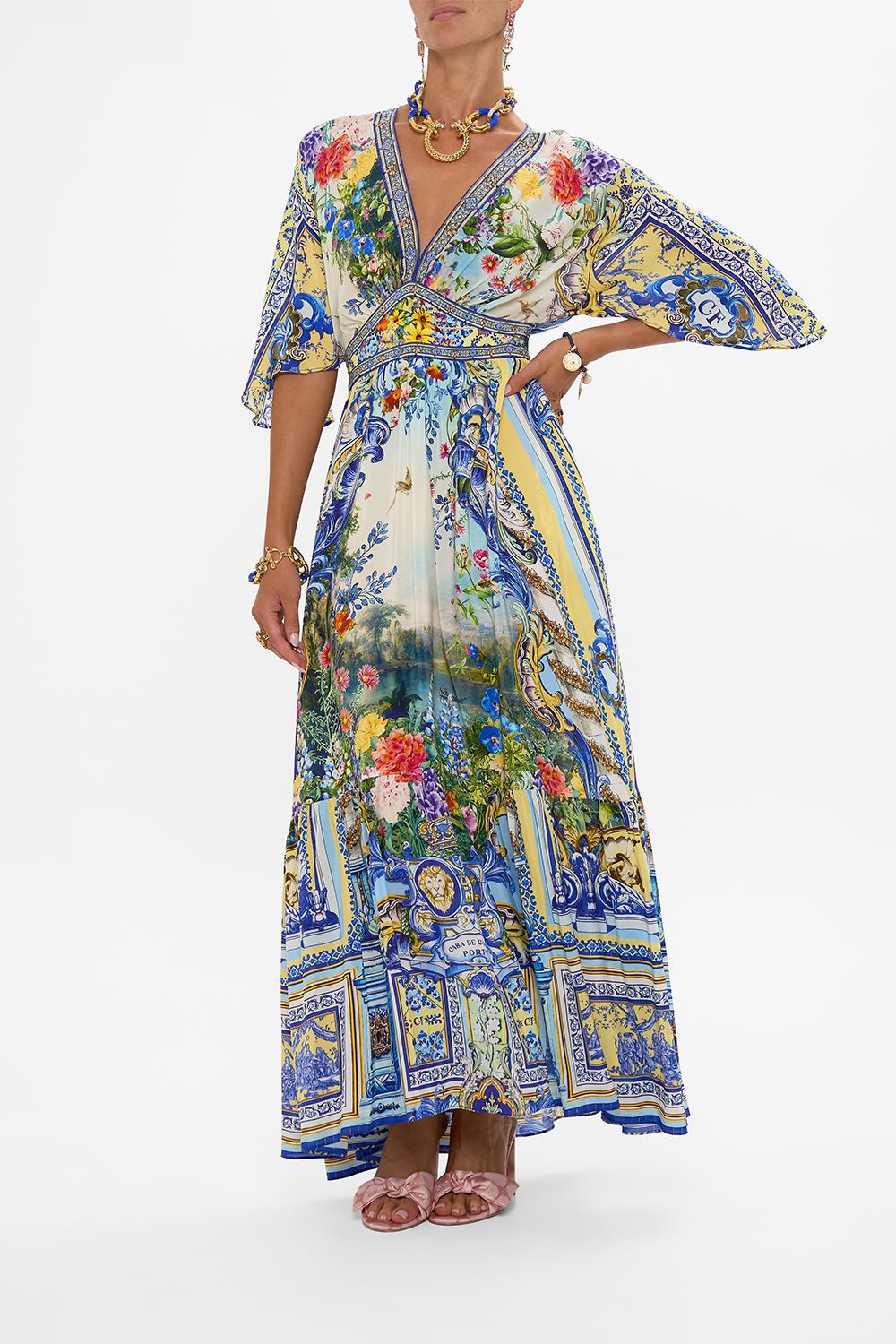 WAISTED DRESS WITH HEM RUFFLE - 4
