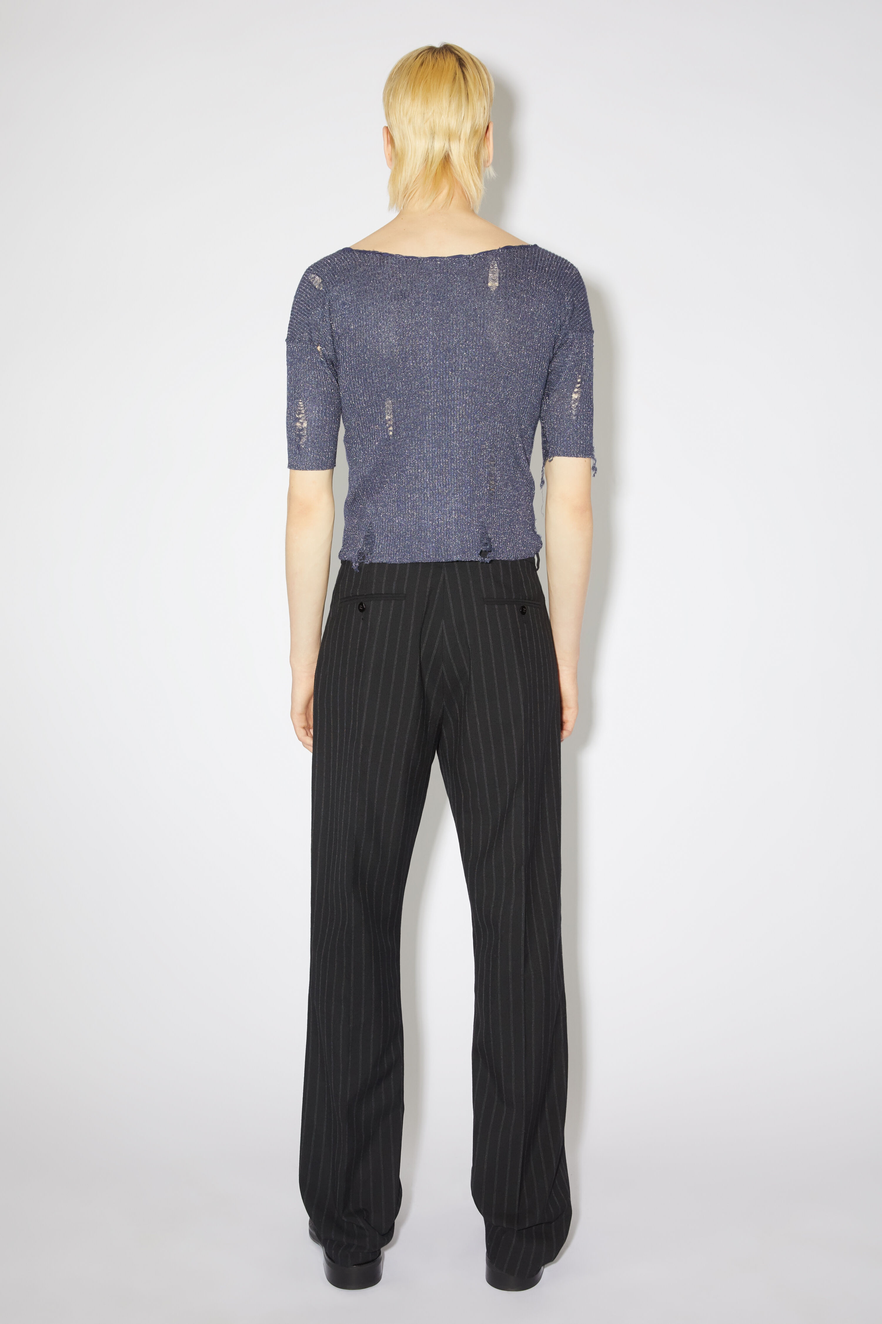 Tailored wool blend trousers - Black/grey - 3