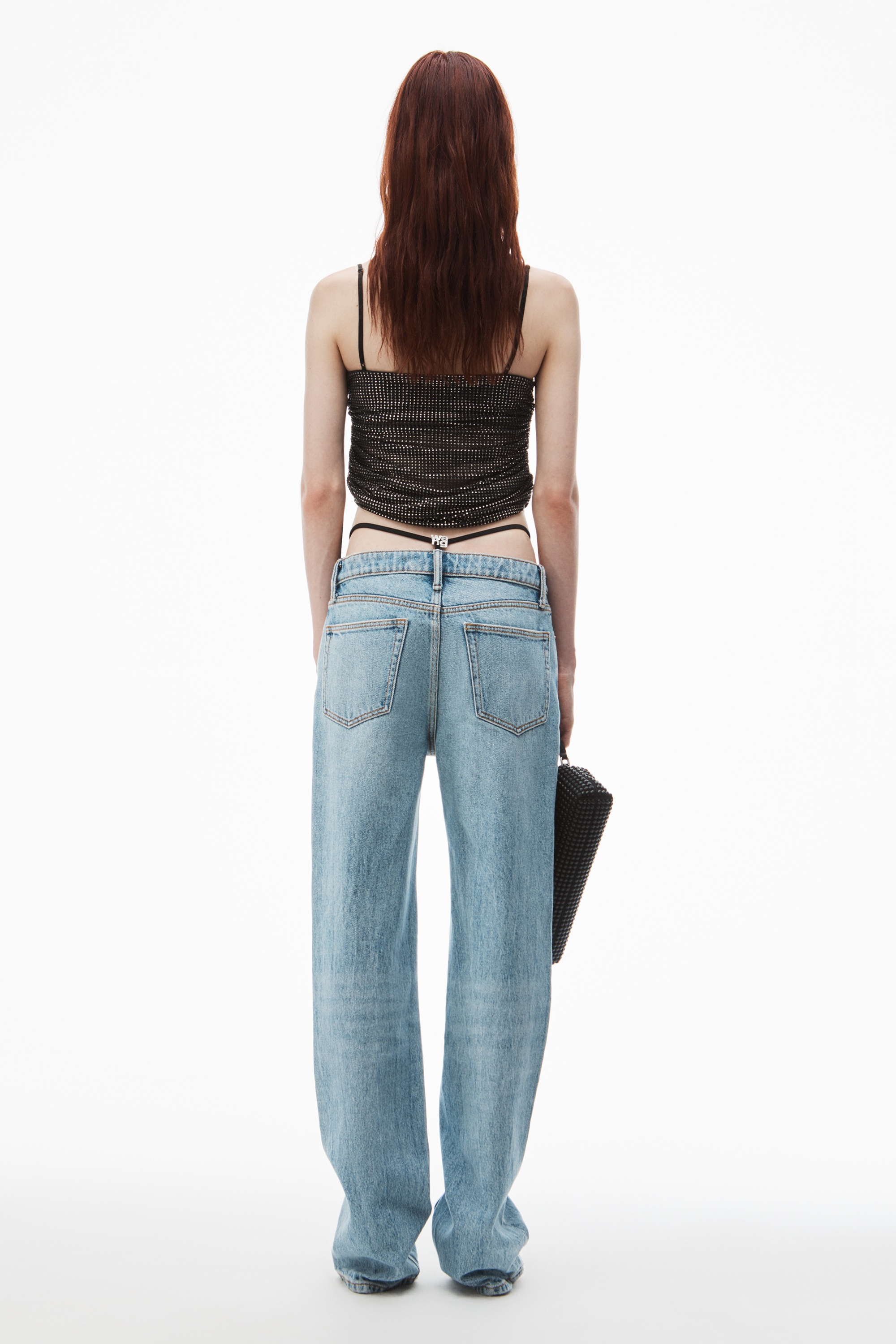Mid-Rise Jeans with Pre-Styled Logo Thong - 4