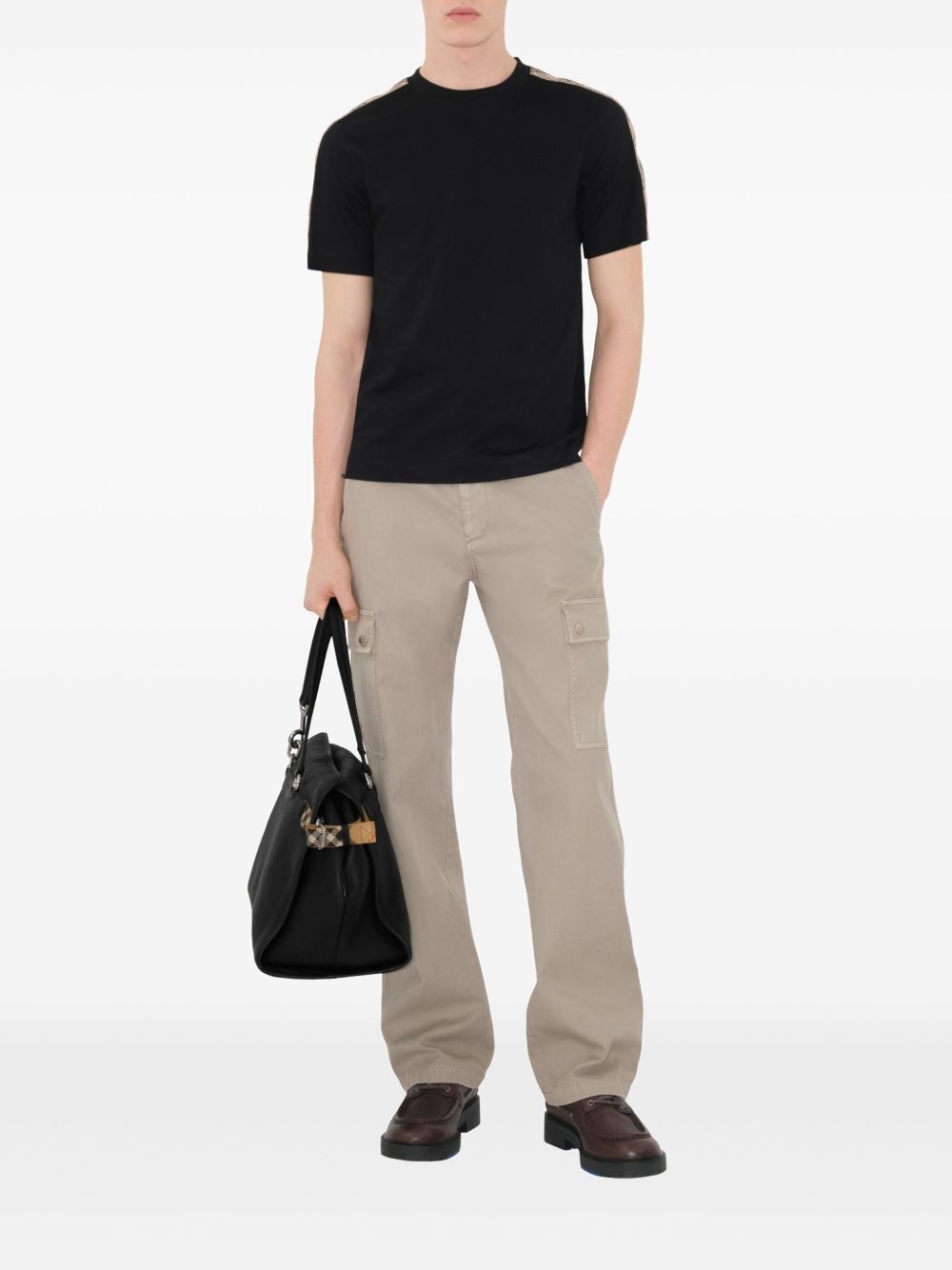 checkered-trim cotton T-shirt - 2