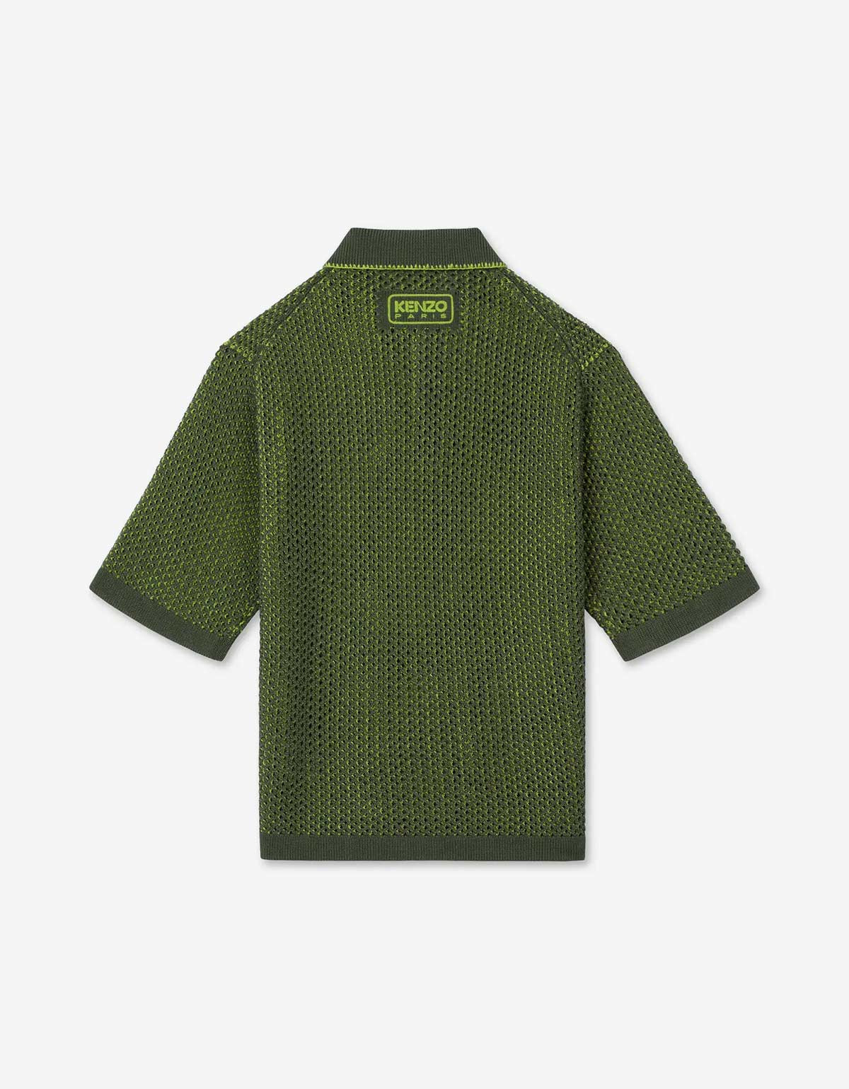 Kenzo Green Oversized Embroidered Knitted Polo Shirt - 3