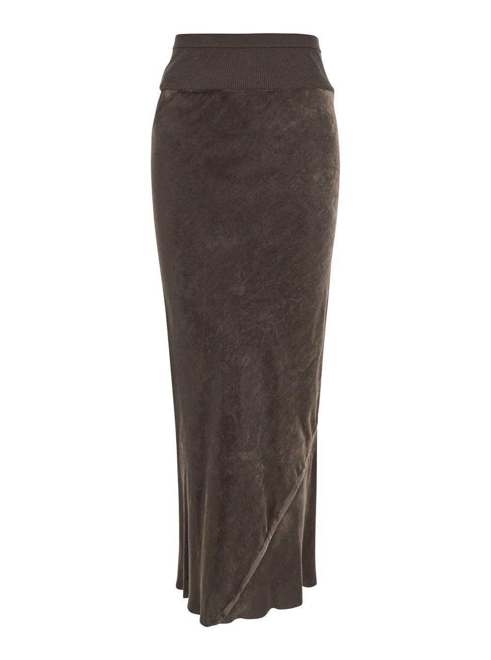 Rick Owens Women Brown Skirt With Elasticated Waistband And Flared Hem In Chenille Woman - 1