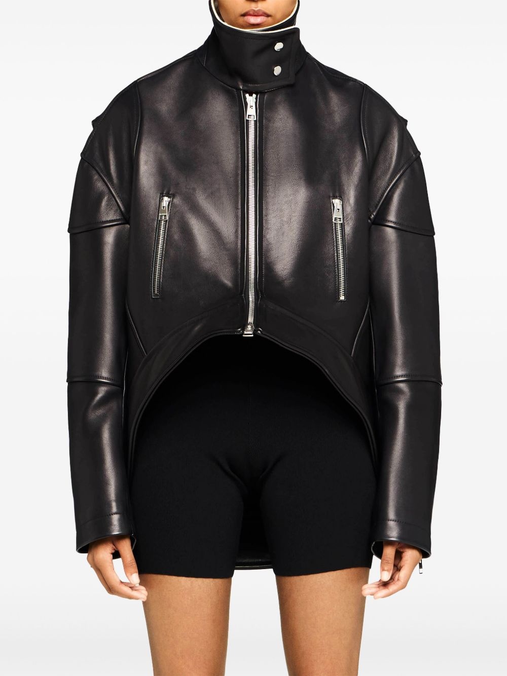 curved leather jacket - 3