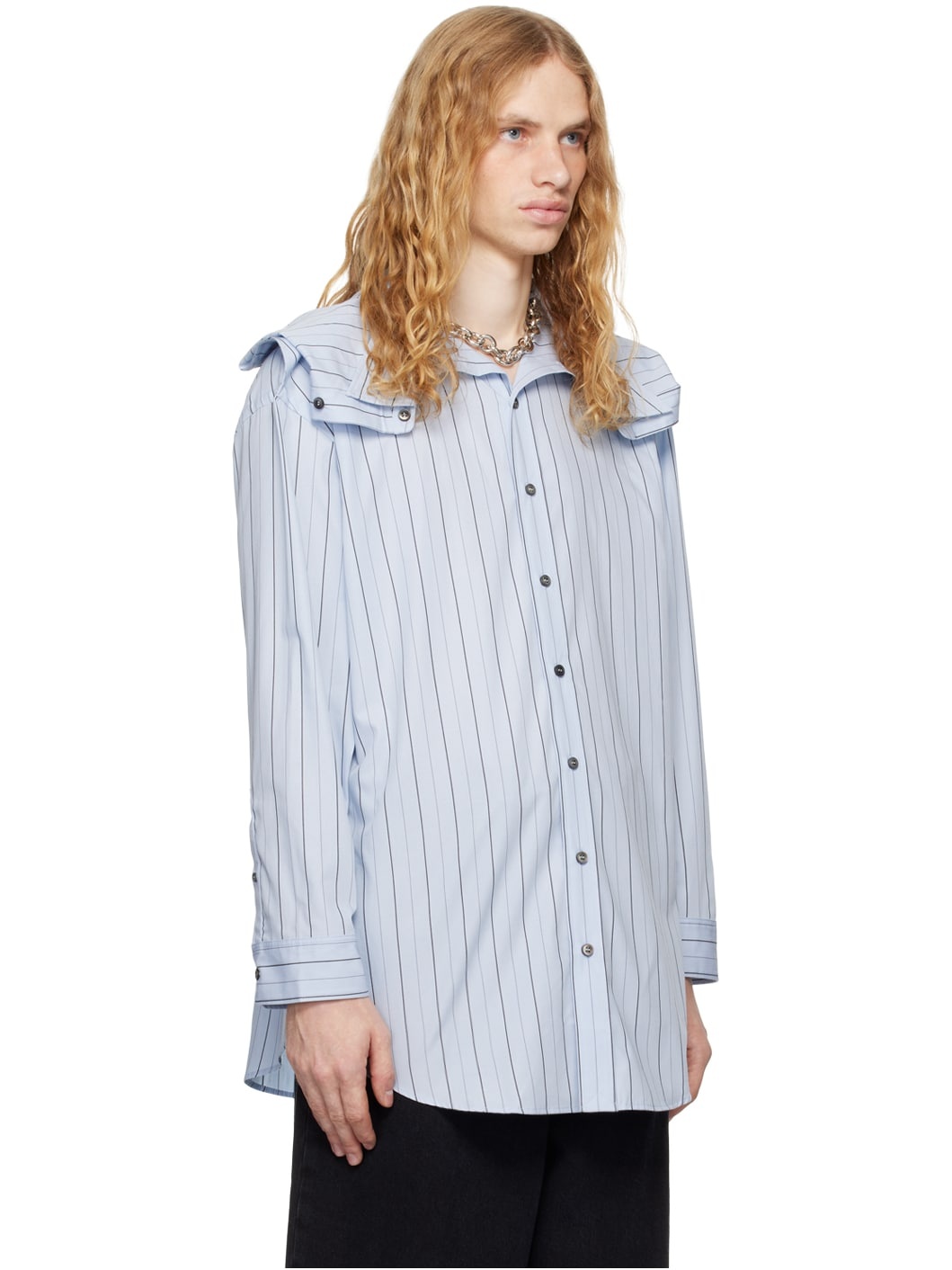 Blue Stripe Chain Shirt - 4