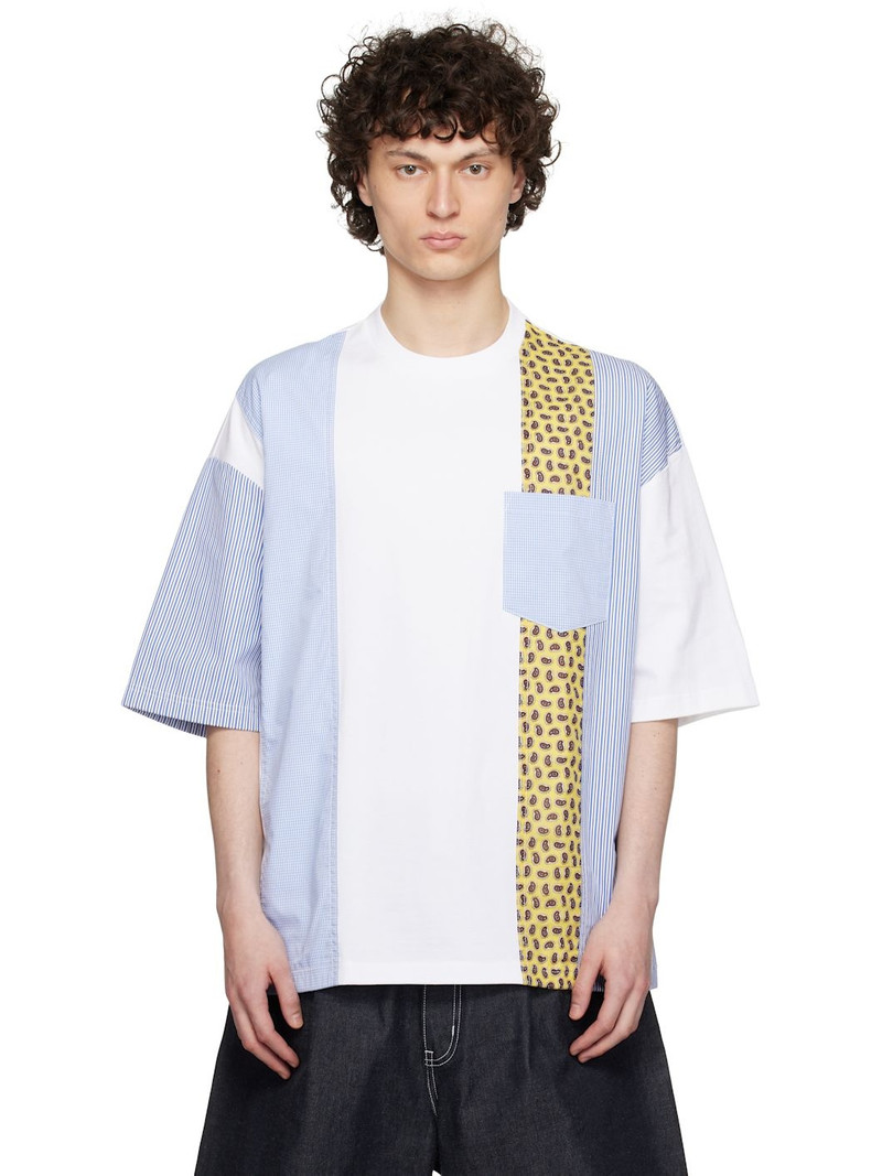 White Multi Fabrics Mix T-shirt 1