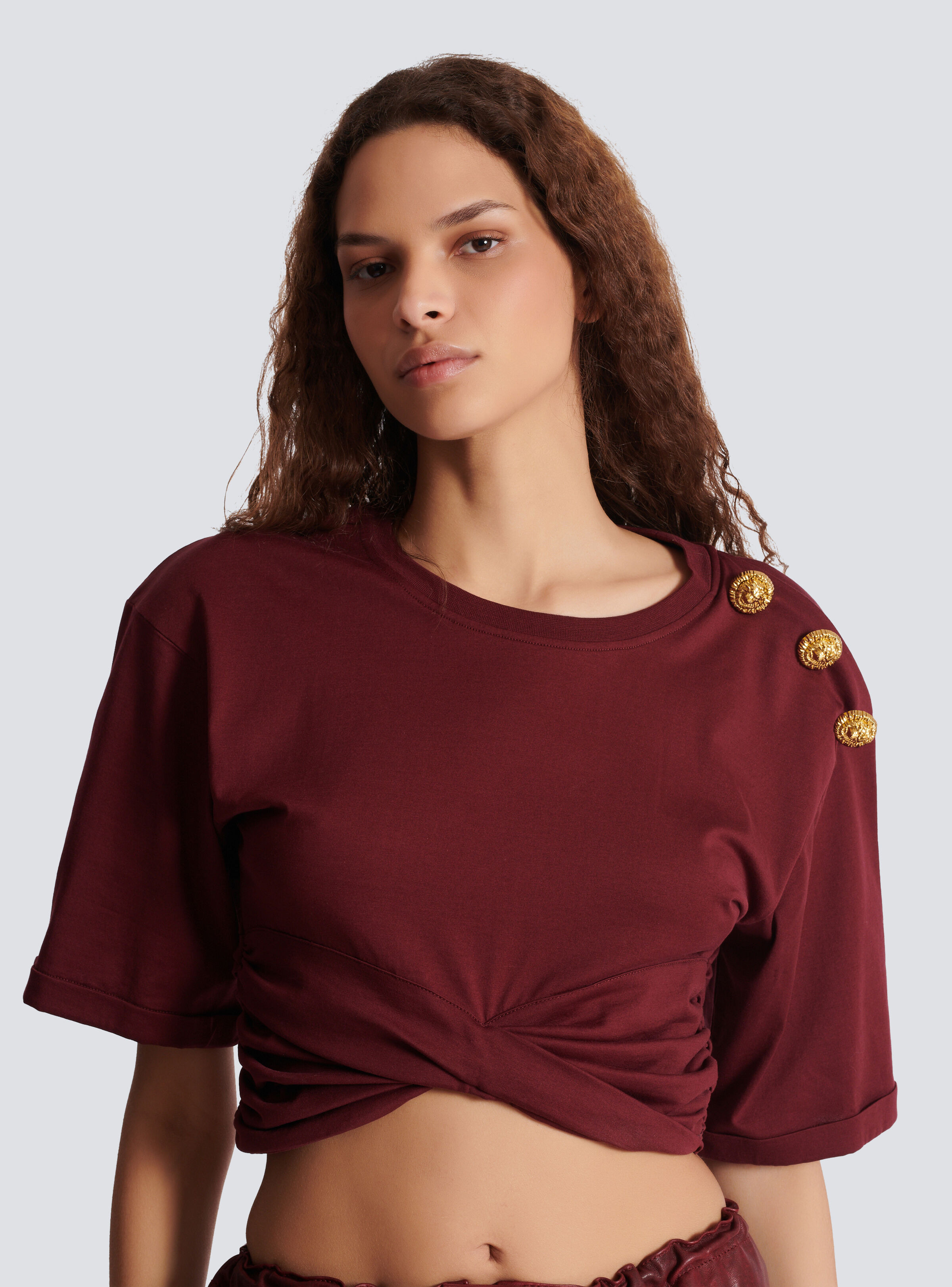 Cropped tie T-shirt - 8