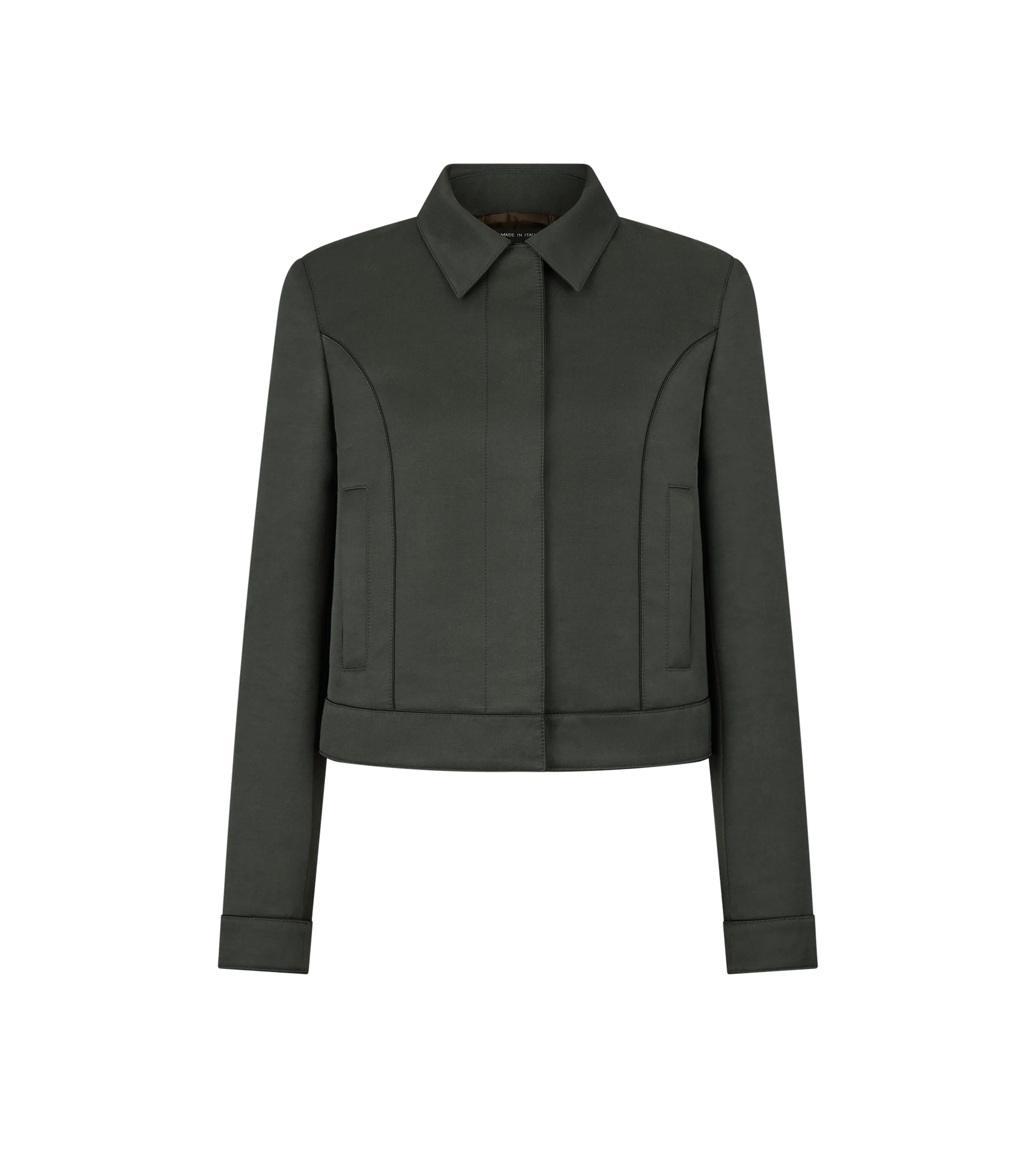COTTON VISCOSE TWILL BLOUSON WITH PIPING - 1