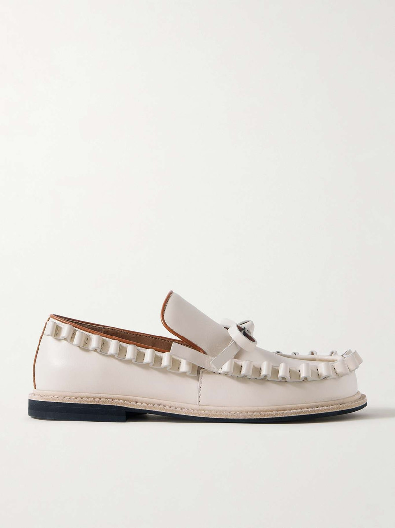 Ruffled leather loafers Off-white - 1