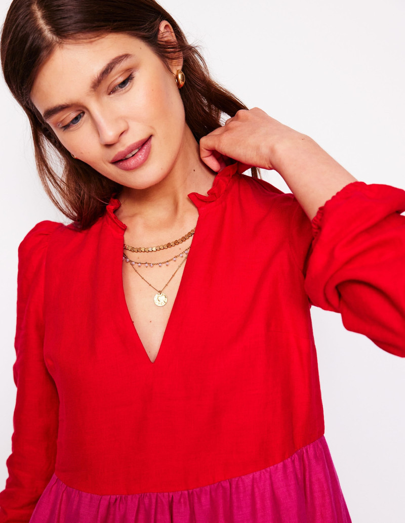 Esme Linen Mini Dress-Colourblock 3