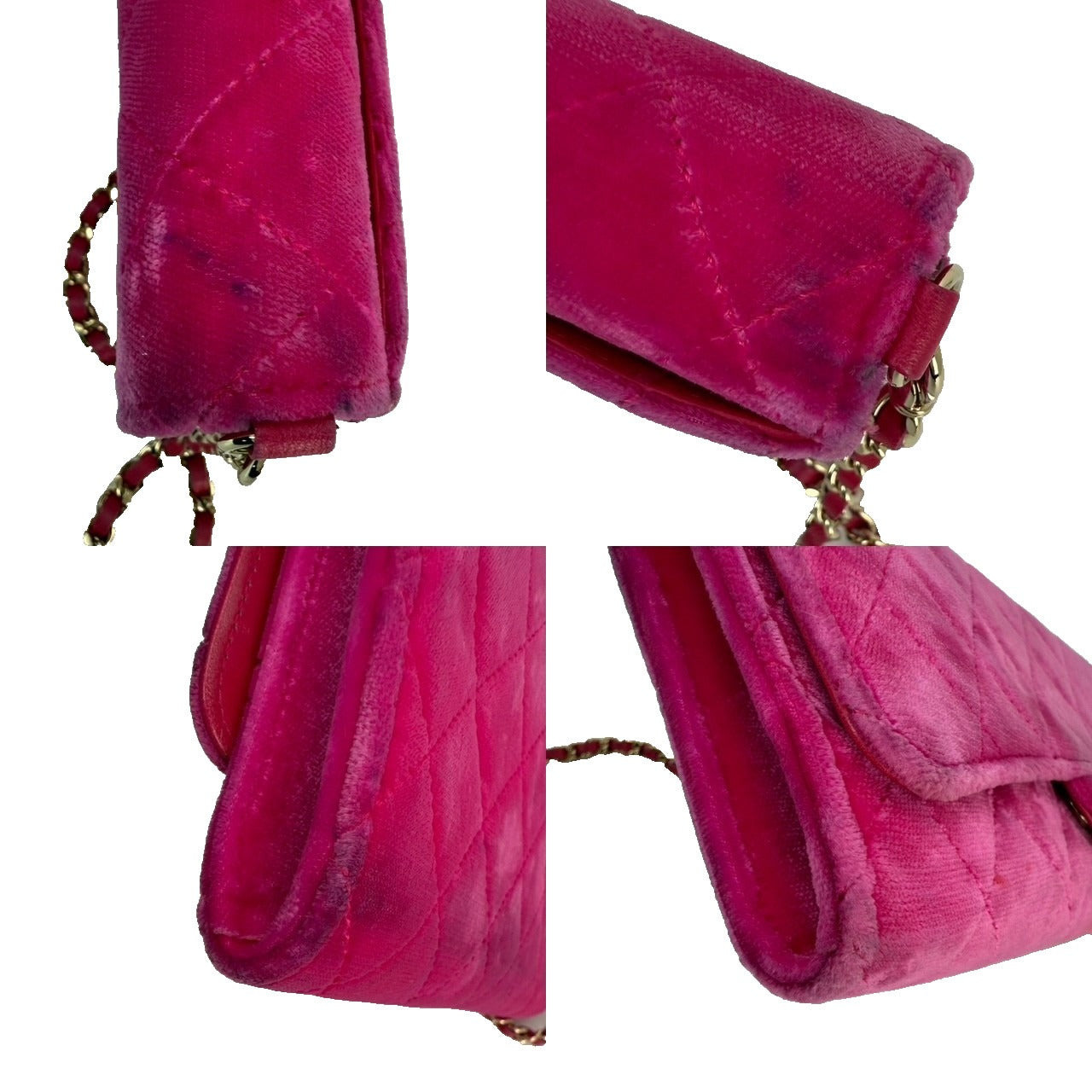 Chanel Velvet Quilted Timeless Fuchsia Wallet on a Chain Clutch Bag - 8
