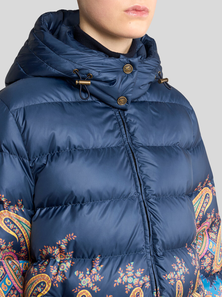 DOWN JACKET WITH HOOD AND PLACED PRINT - 2