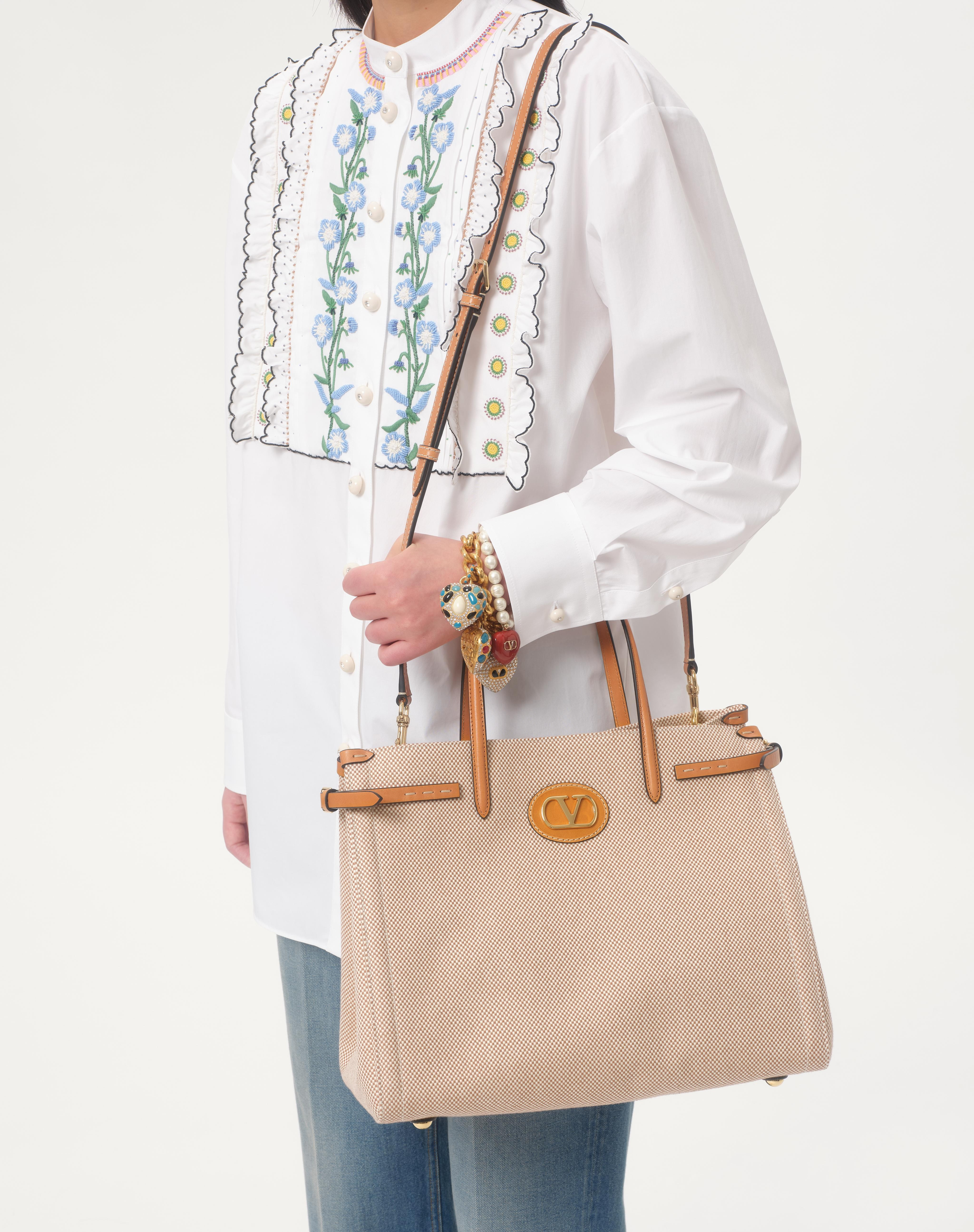 VALENTINO GARAVANI ANTIBES MEDIUM CANVAS SHOPPING BAG - 7