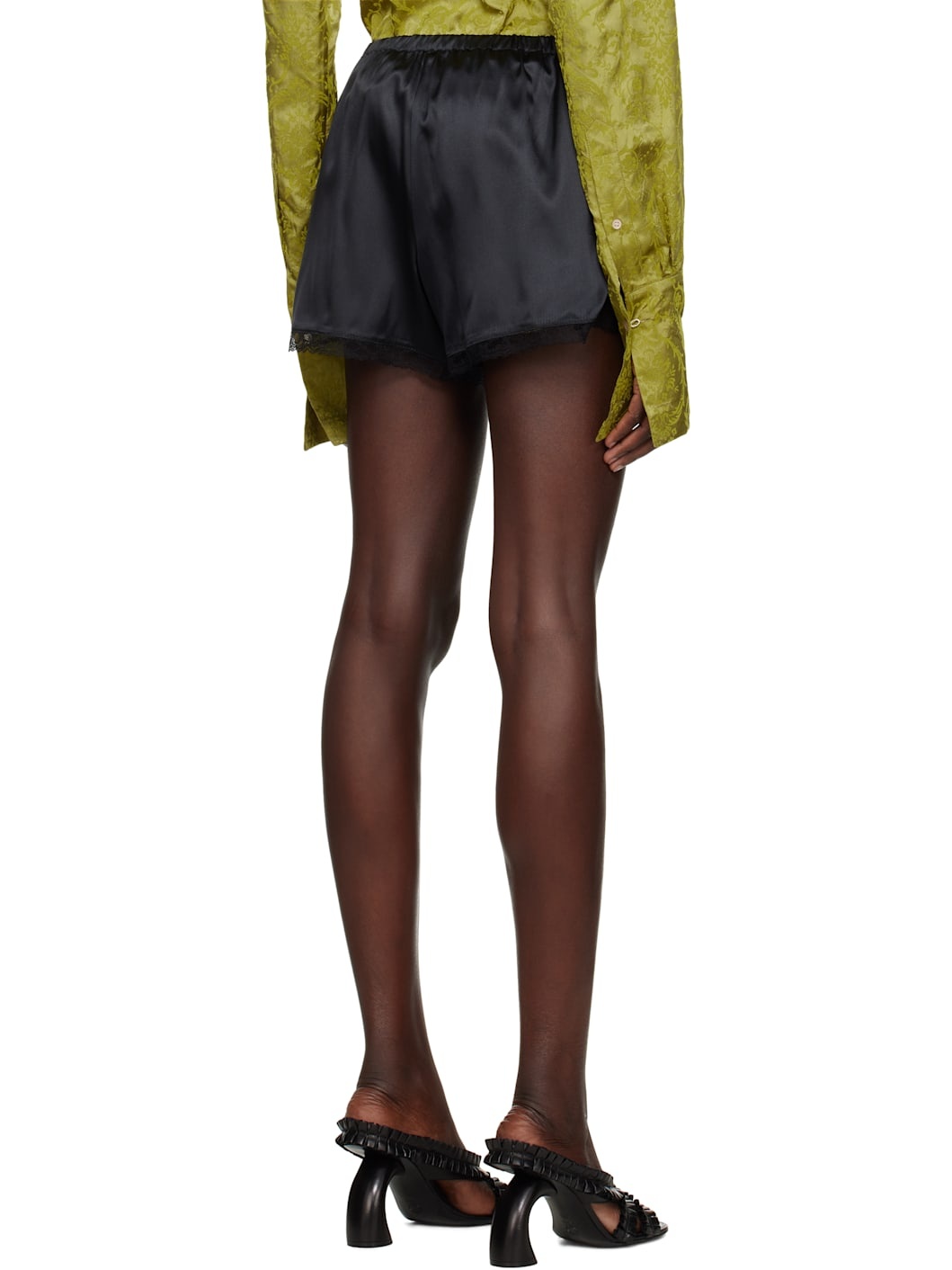 Black Silk Mini Shorts - 3