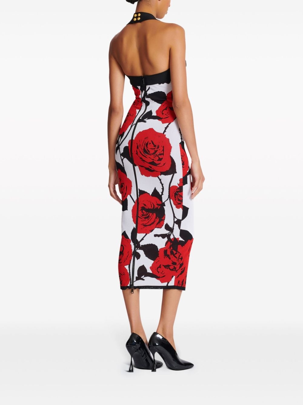 floral-jacquard knit mididress - 4