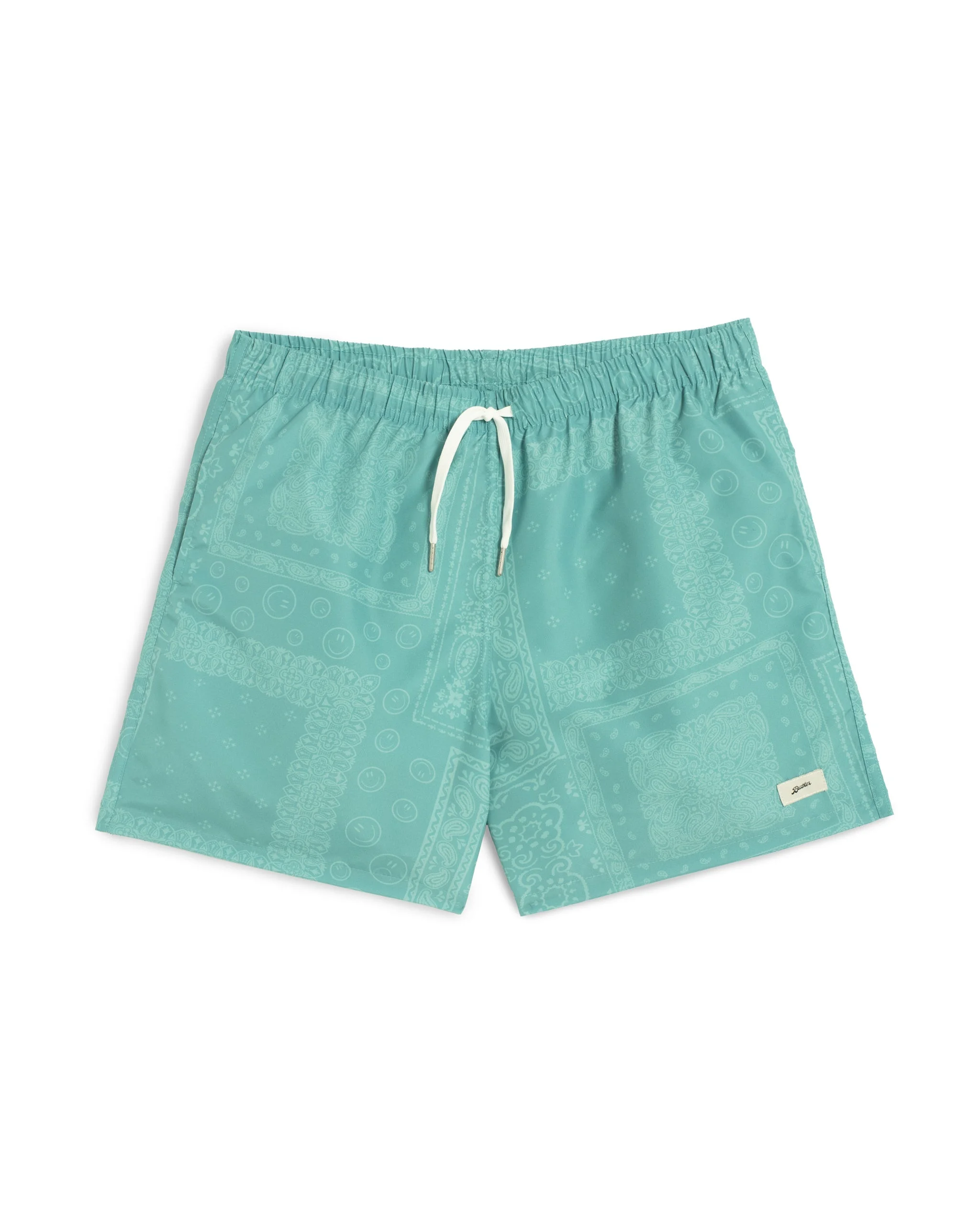 Teal Tonal Bandana Swim Trunk - 1