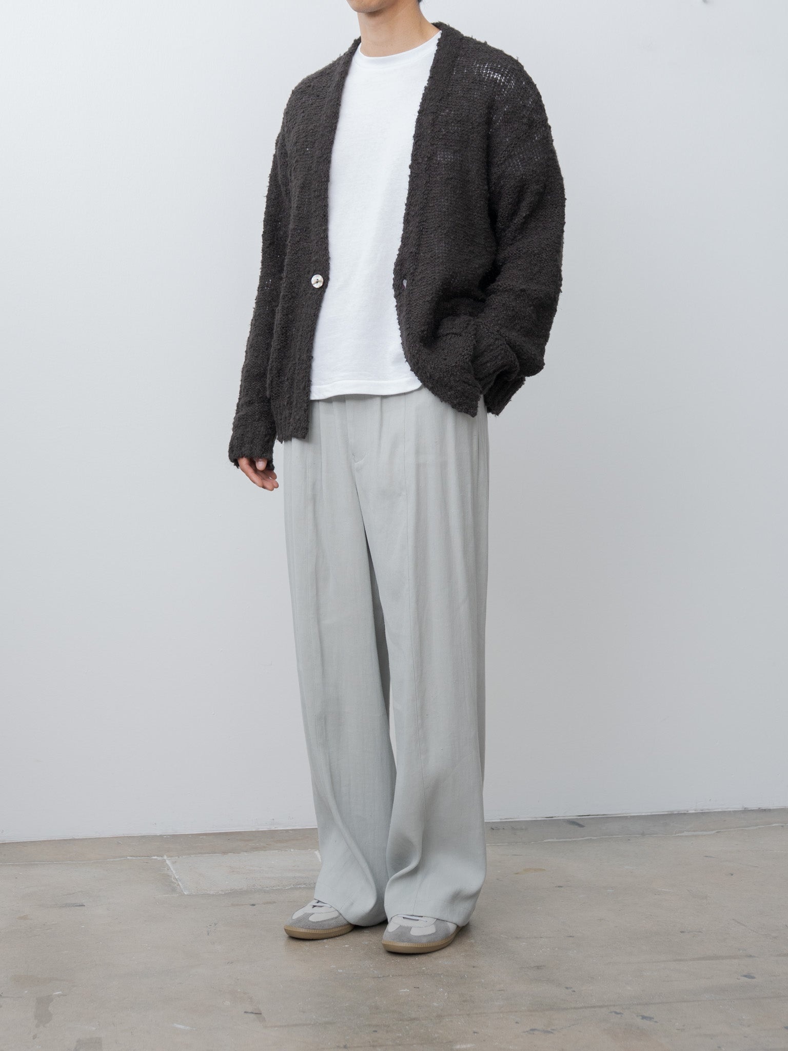 Linen Slub Cardigan - Brown - 3