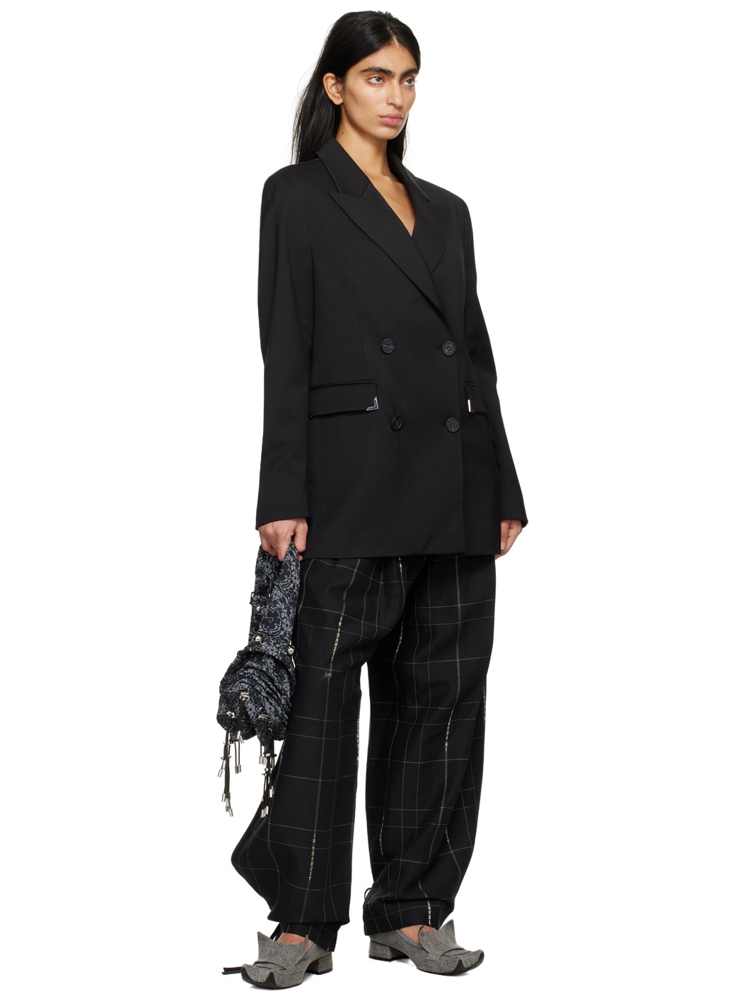Black Double-Breasted Blazer - 4