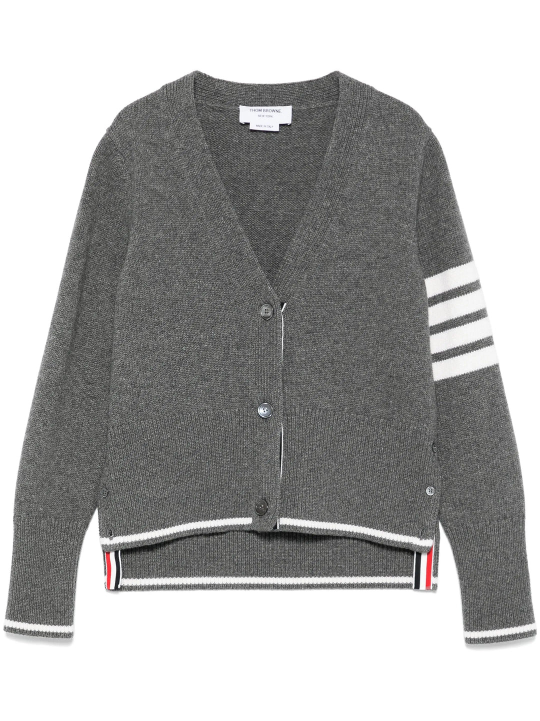 Fine Merino Intarsia Geese 4-Bar V Neck Cardigan Women - 1