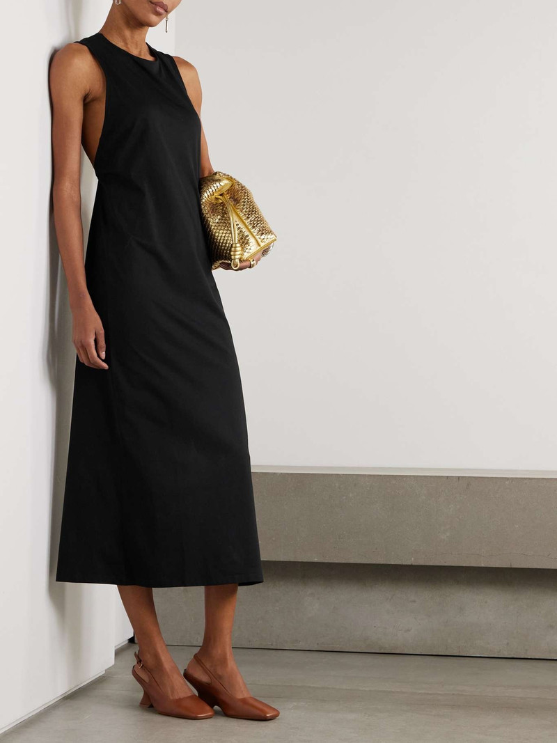 Loulou de Saison Rayna knotted Pima cotton-jersey midi dress Black outlook