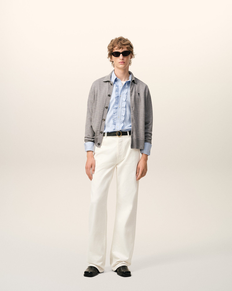 AMI Paris WHITE COTTON LARGE FIT JEANS outlook