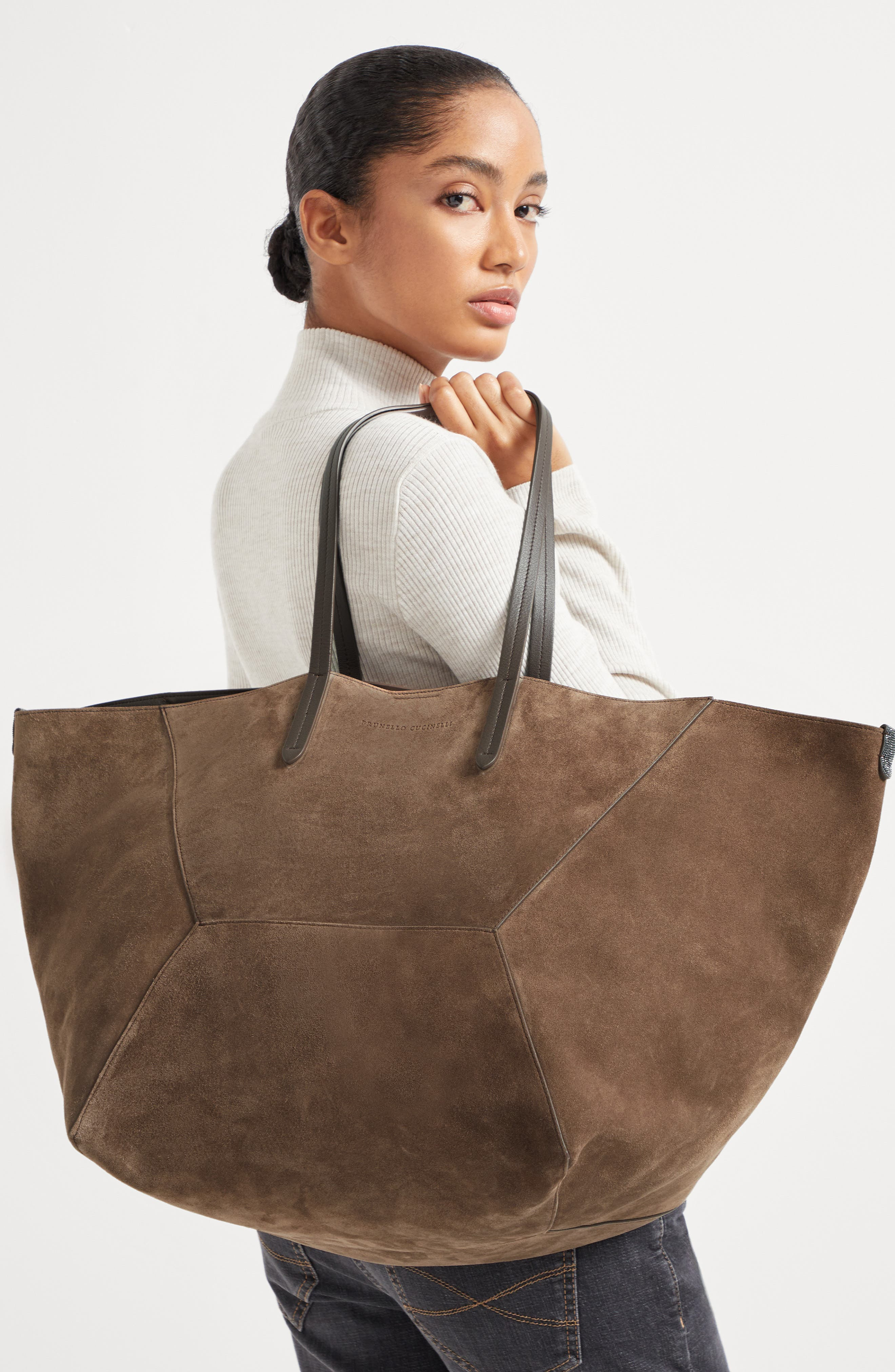 Brunello Cucinelli Suede large BC Duo bag in Bark at Nordstrom - 5