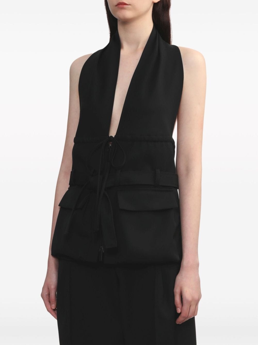 belted halterneck vest - 3