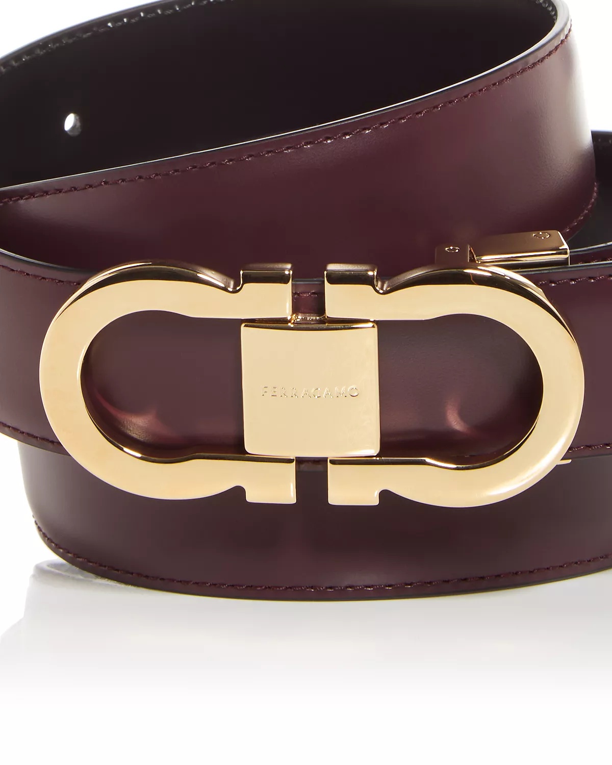 Men's Double Gancini Buckle Reversible Leather Belt - 4