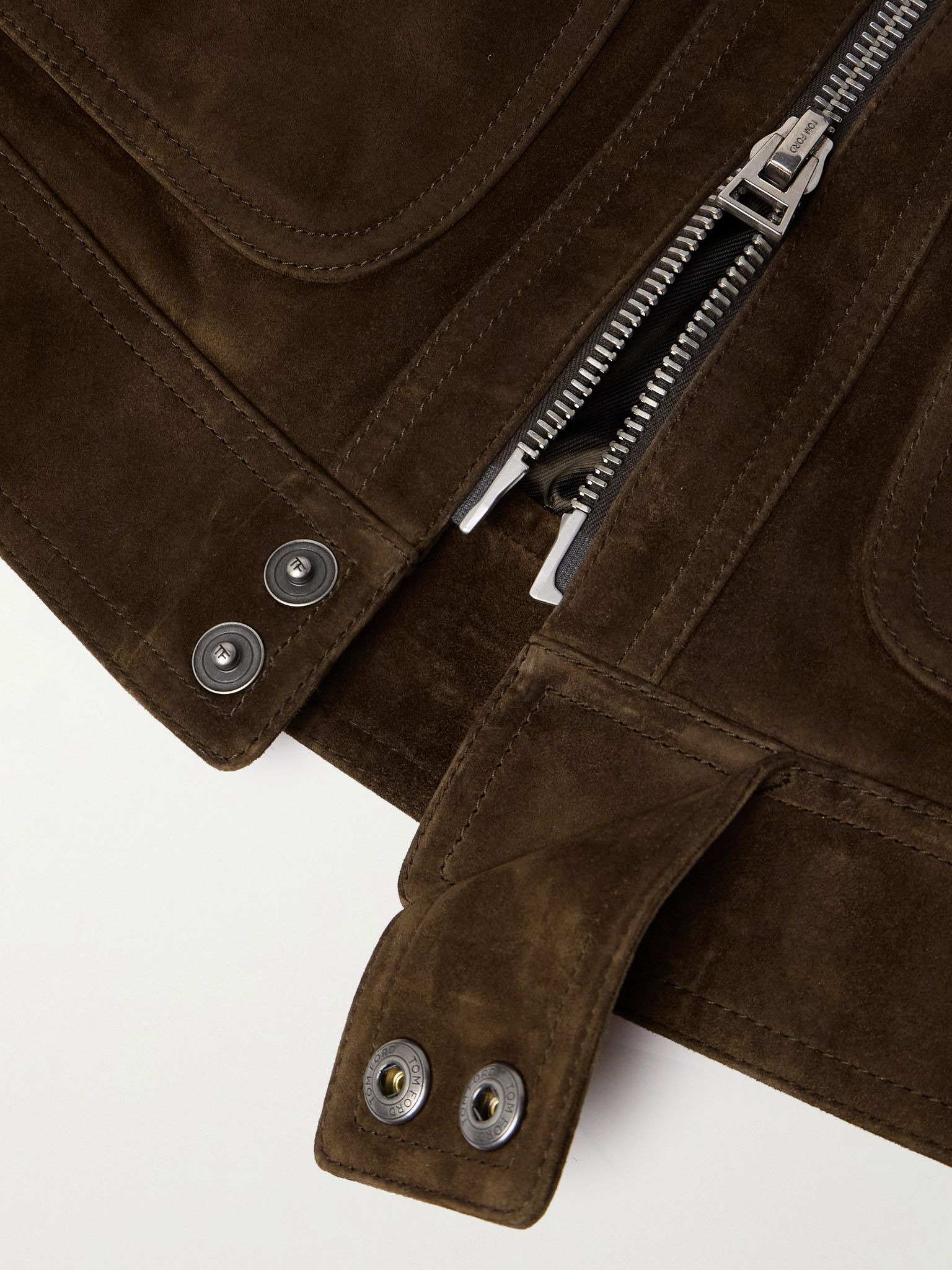 Slim-Fit Suede Jacket Brown - 6