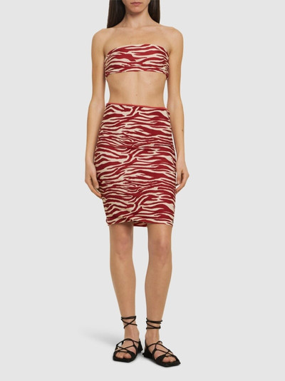 THE ATTICO Printed lycra draped low rise mini skirt outlook