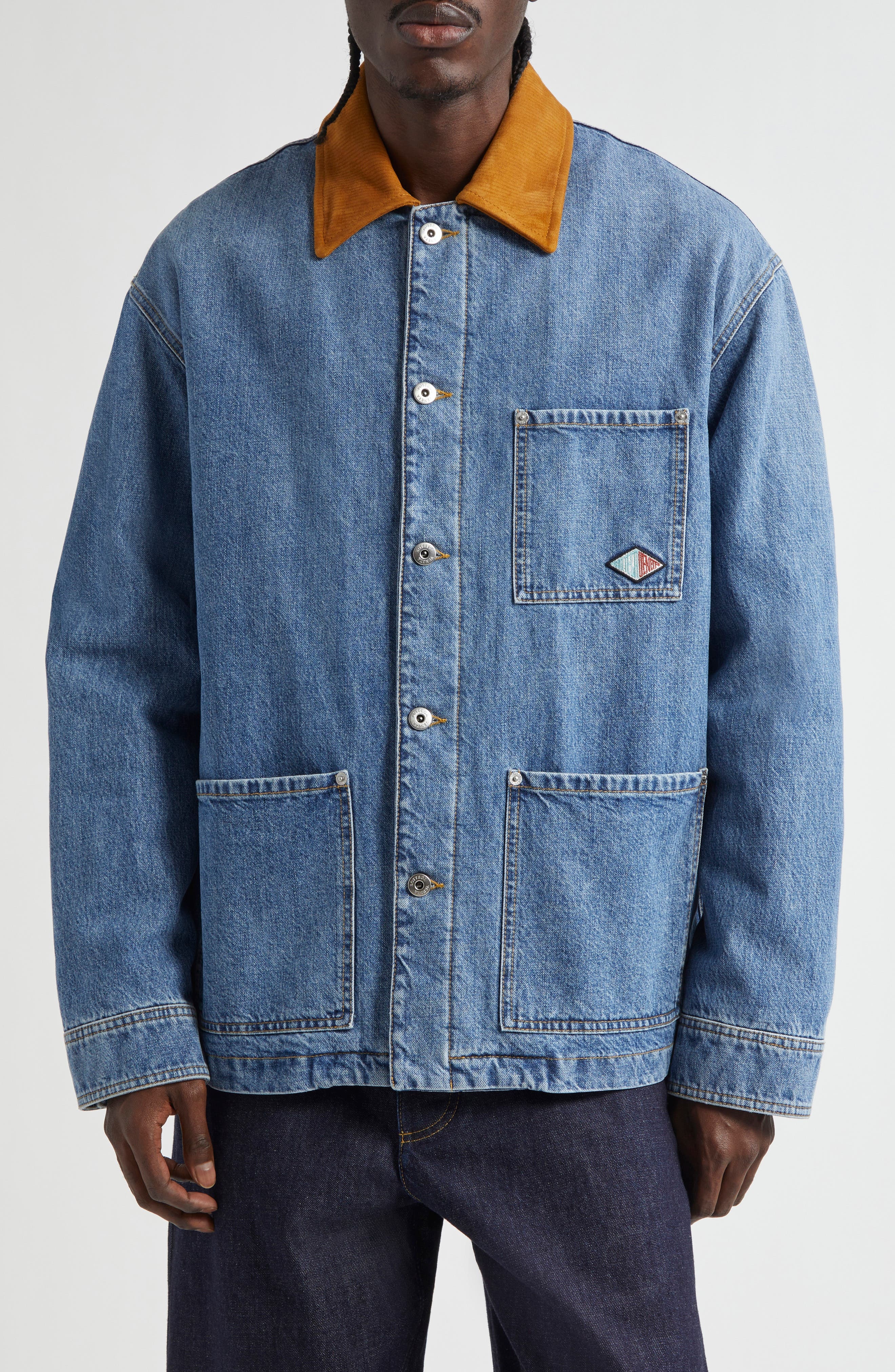 Bottega Veneta Padded Denim Workwear Jacket in 4715 Mid Blue at Nordstrom - 1