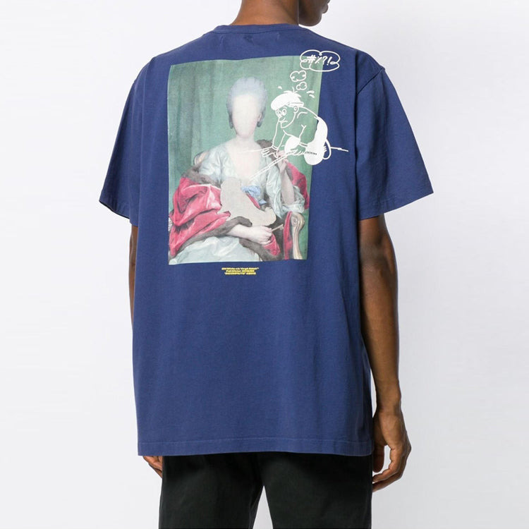 Off-White Mariana Painting Applique Short-sleeve Tee Men's Blue OMAA038E191850053088 - 4