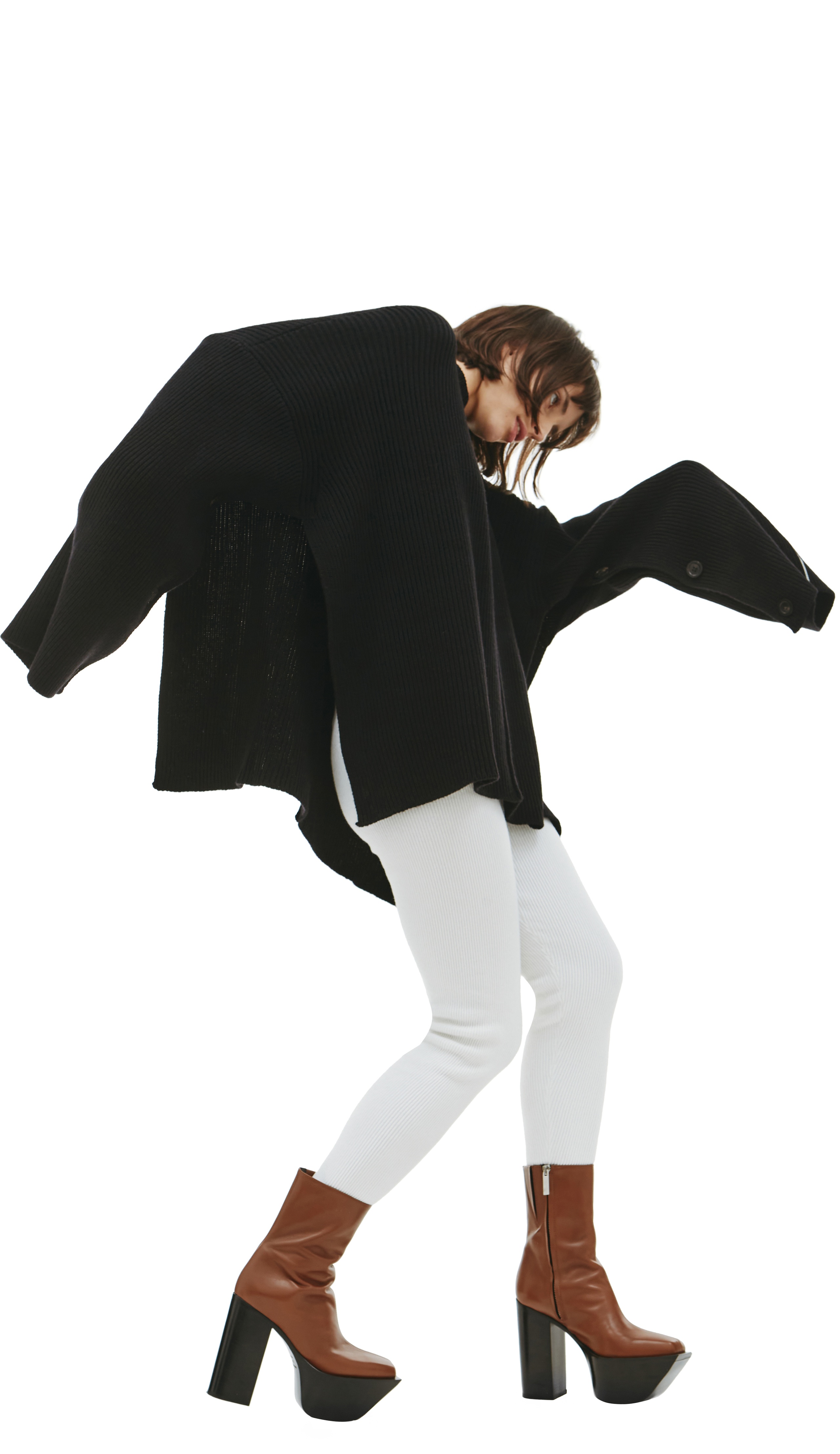 RIBBED KNIT CAPE SWEATER - 4