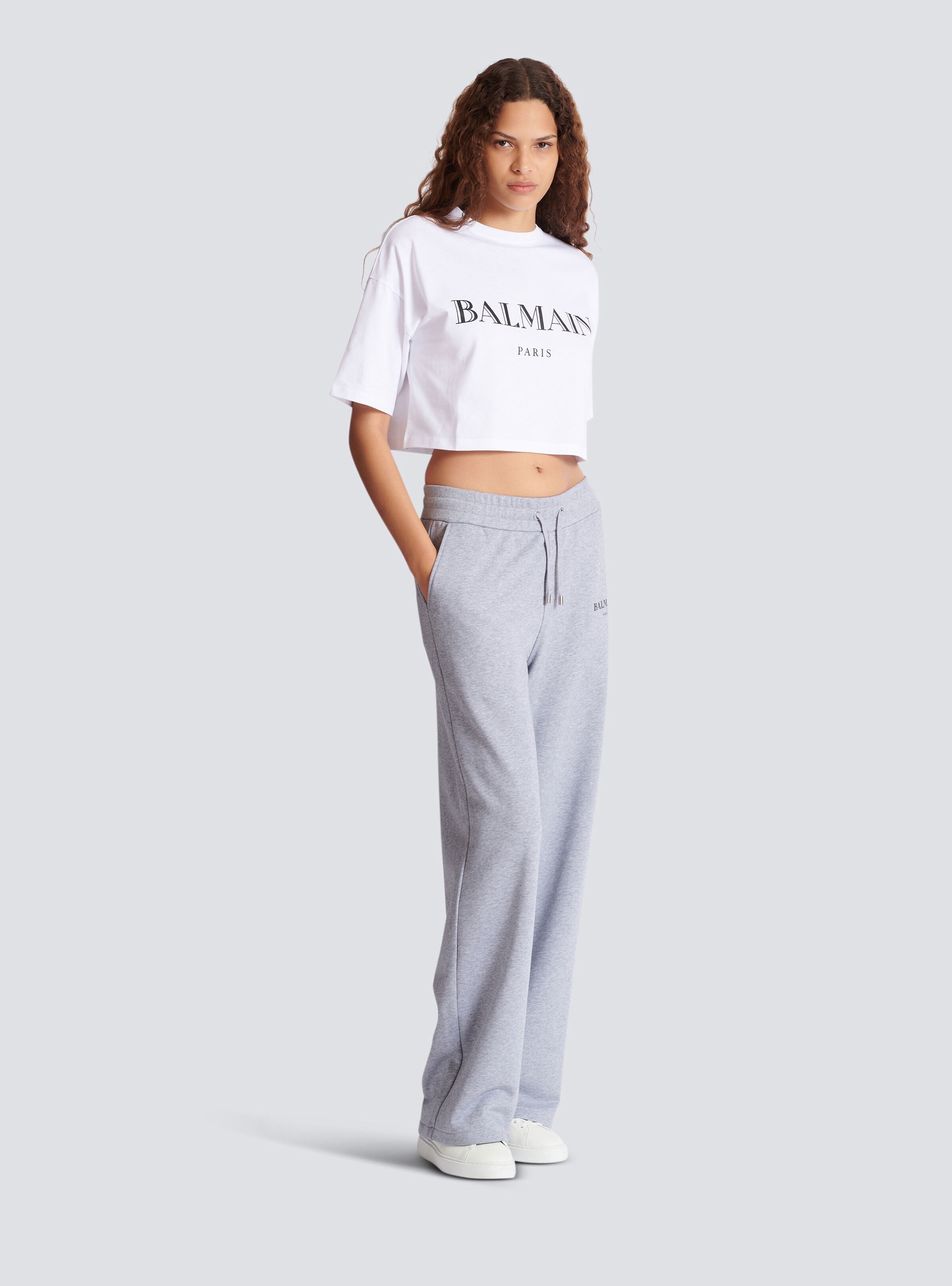 Boxy cropped T-shirt with Balmain print - 3