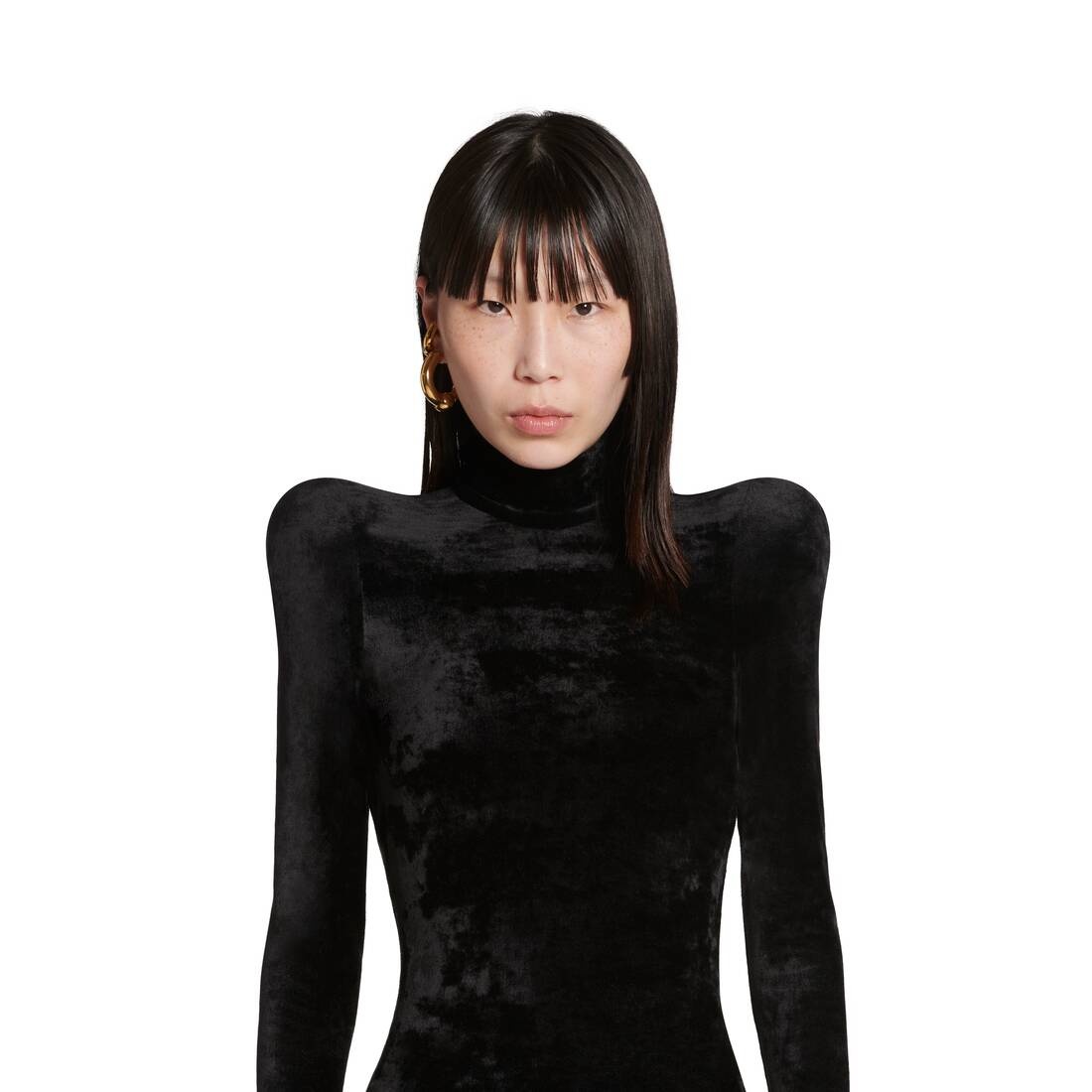 Women's Turtleneck Dress in Black - 4