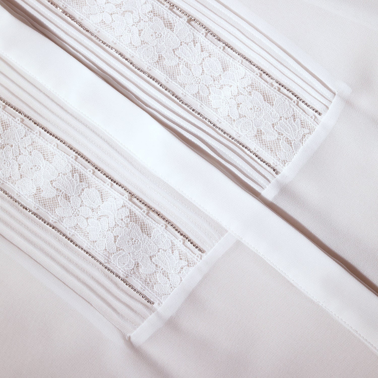 White Chiffon Rhinestone Detail Top - 5