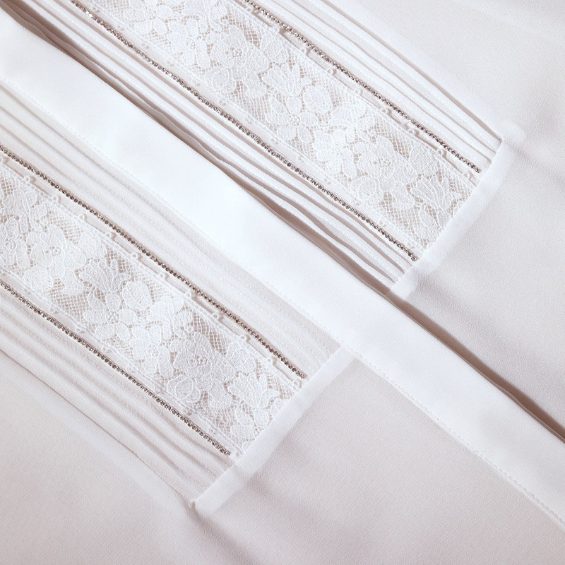 White Chiffon Rhinestone Detail Top 5