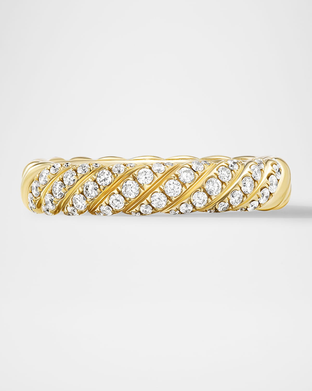 Sculpted Cable Band Ring with Diamonds in 18K Gold, 4.5mm - 8