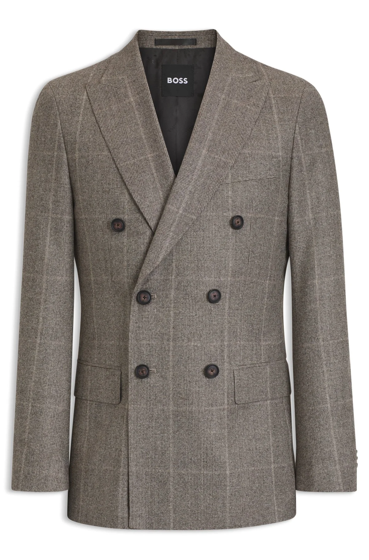 SLIM-FIT JACKET IN CHECKED VIRGIN WOOL - 1