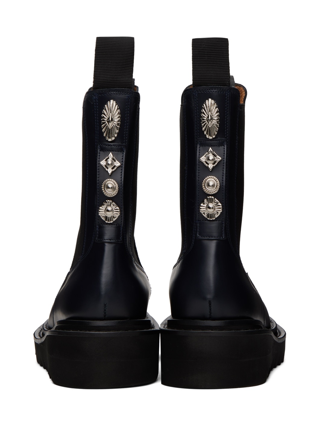 TOGA VIRILIS Navy Graphic Hardware Chelsea Boots | REVERSIBLE