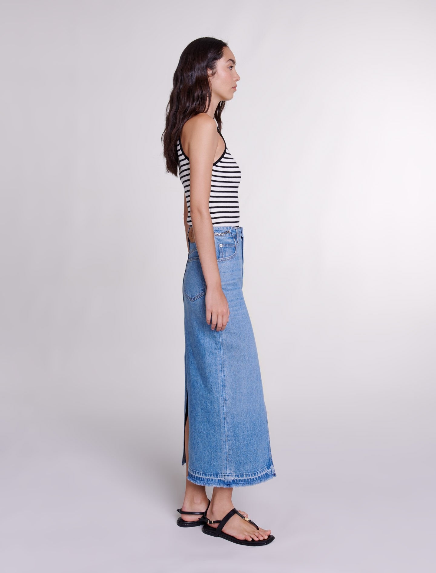 Long denim skirt - 3