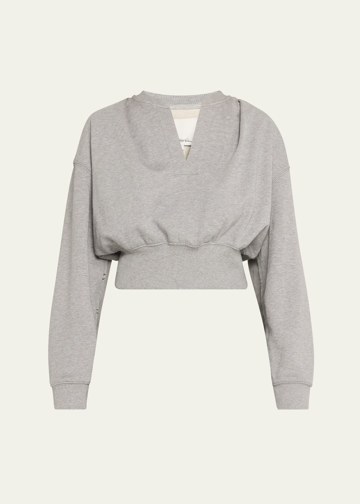 Cropped Sweatshirt with Inseam Snaps - 1