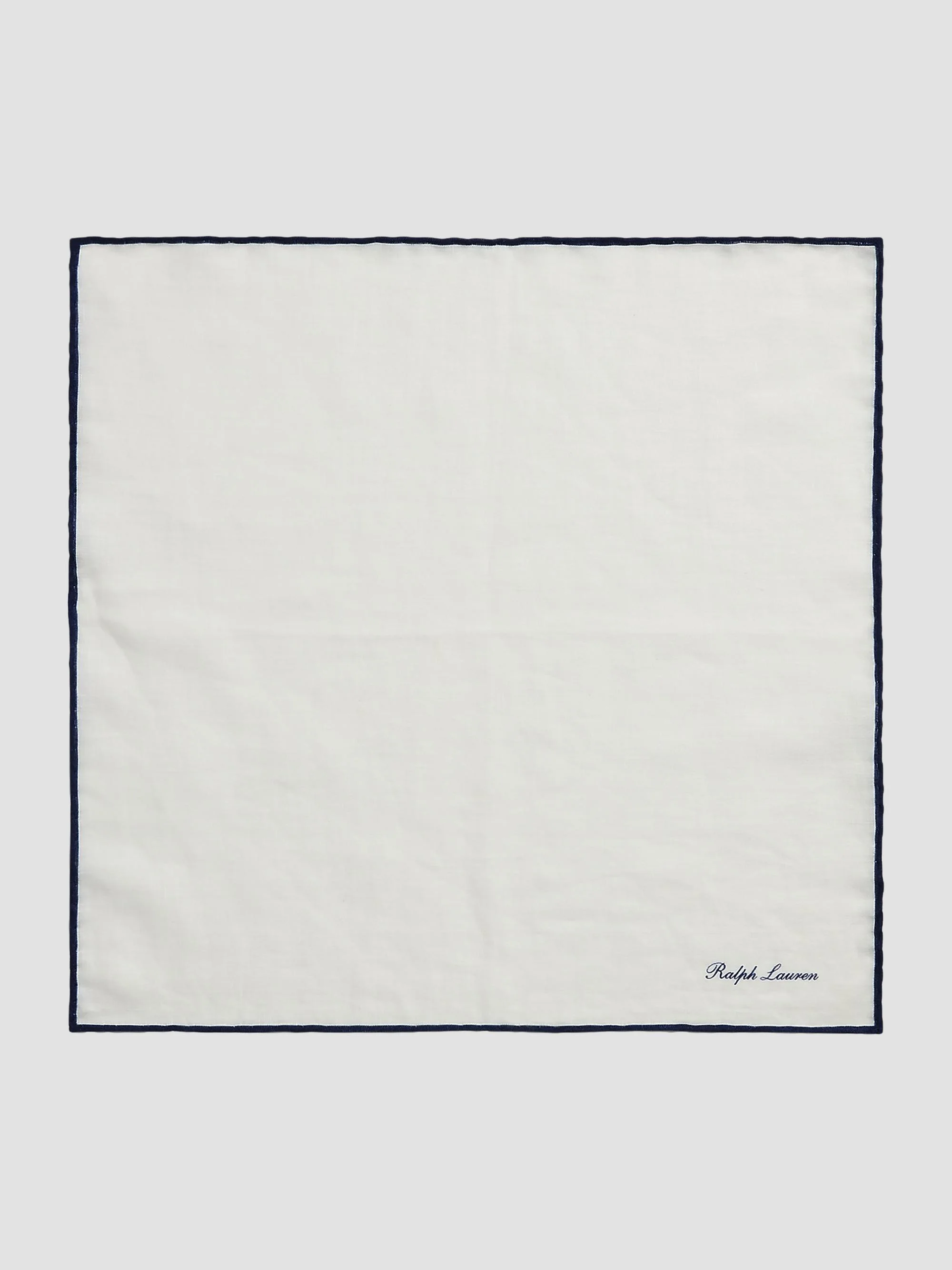 Linen Pocket Square - White Black Tipping - 1