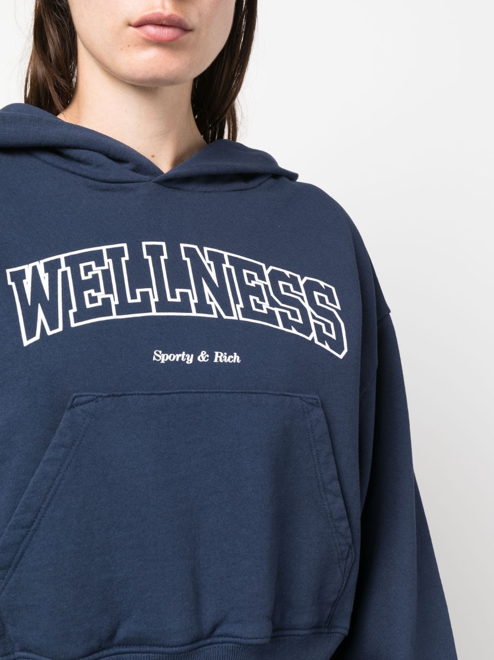 logo-print cropped cotton hoodie - 5