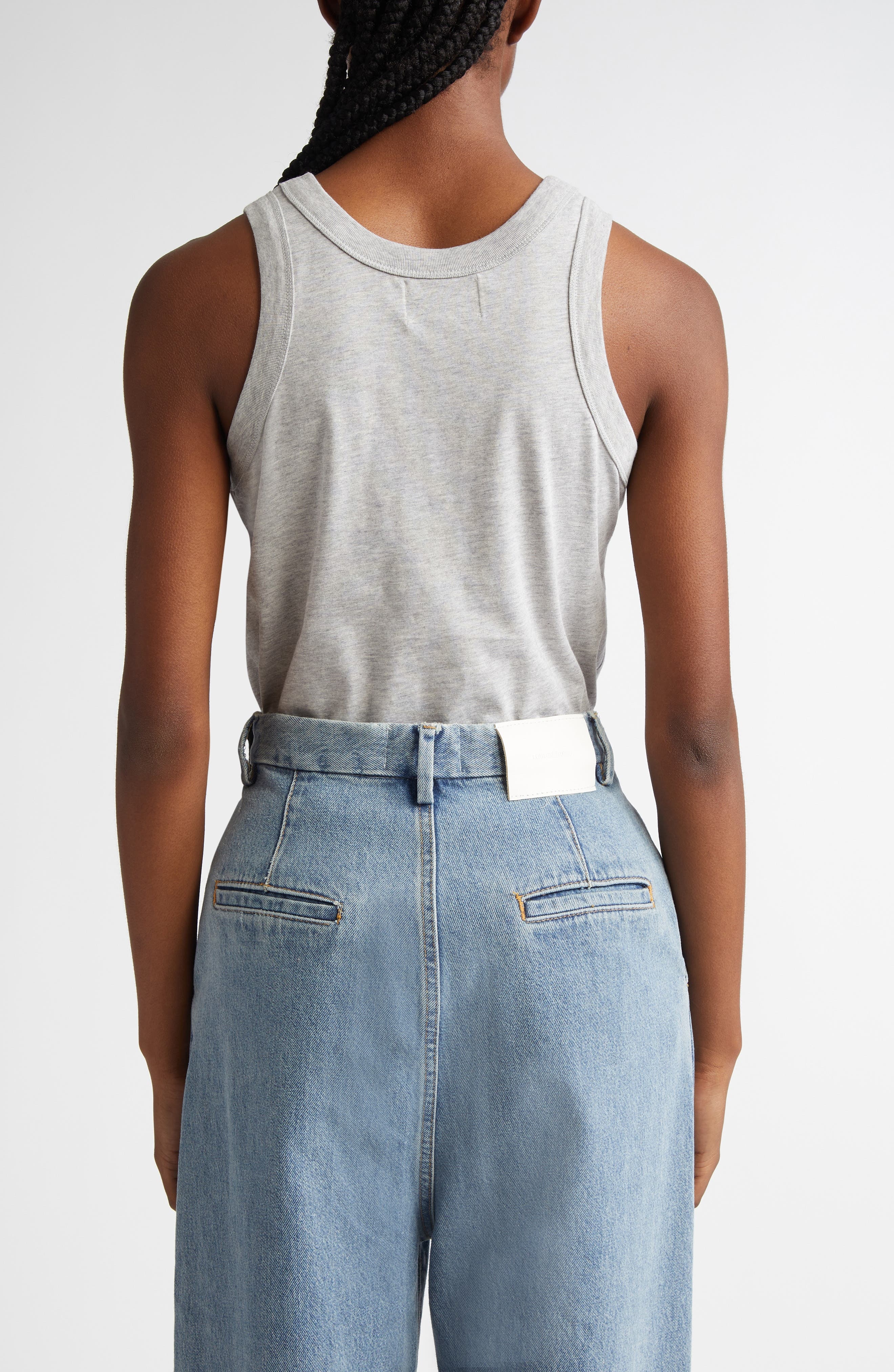 LOULOU DE SAISON Poso Supima® Cotton Tank in Grey Melange at Nordstrom - 2