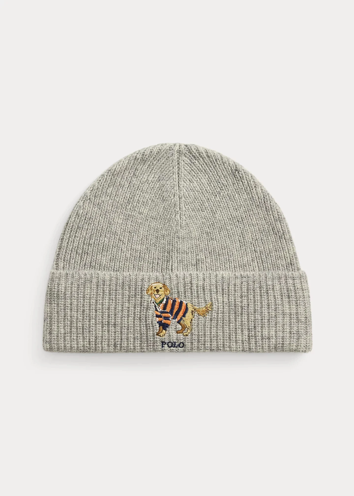 Dog-Embroidered Rib-Knit Beanie - 1