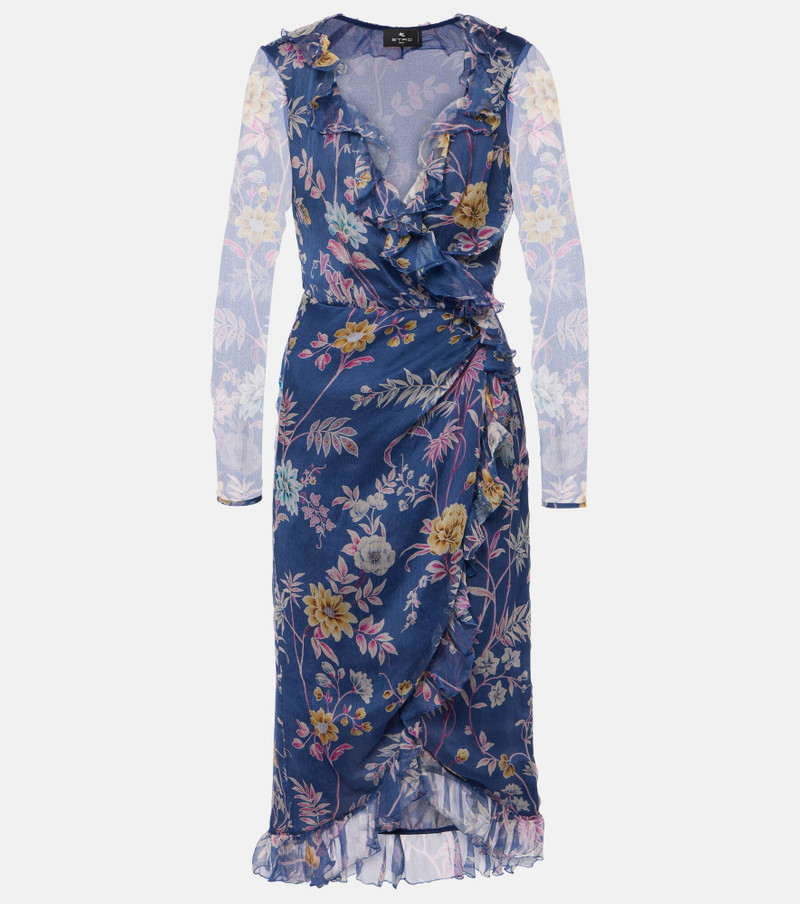 Floral silk wrap dress - 1